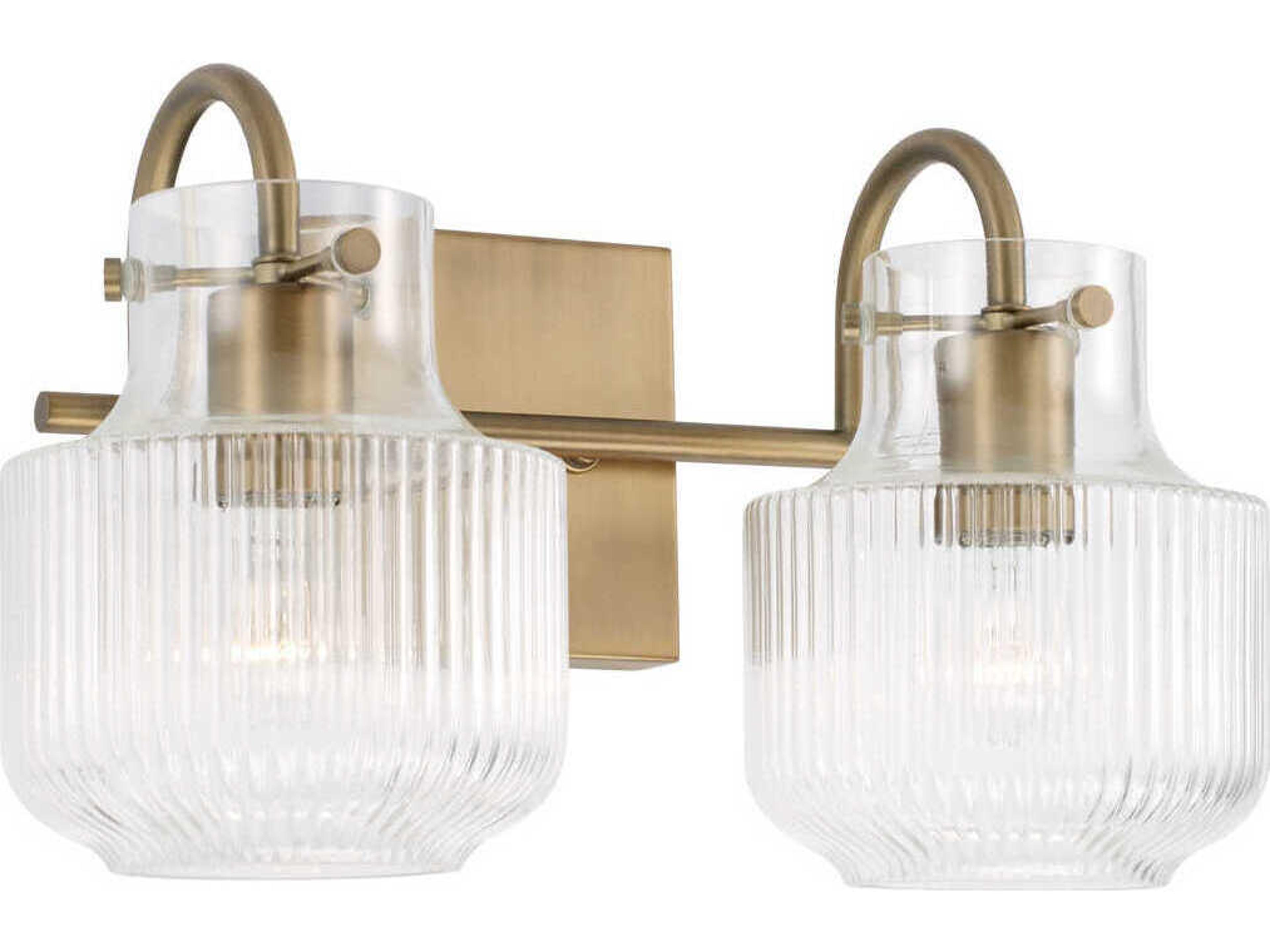 Nyla 2-Light Aged Brass Glass Vanity Light