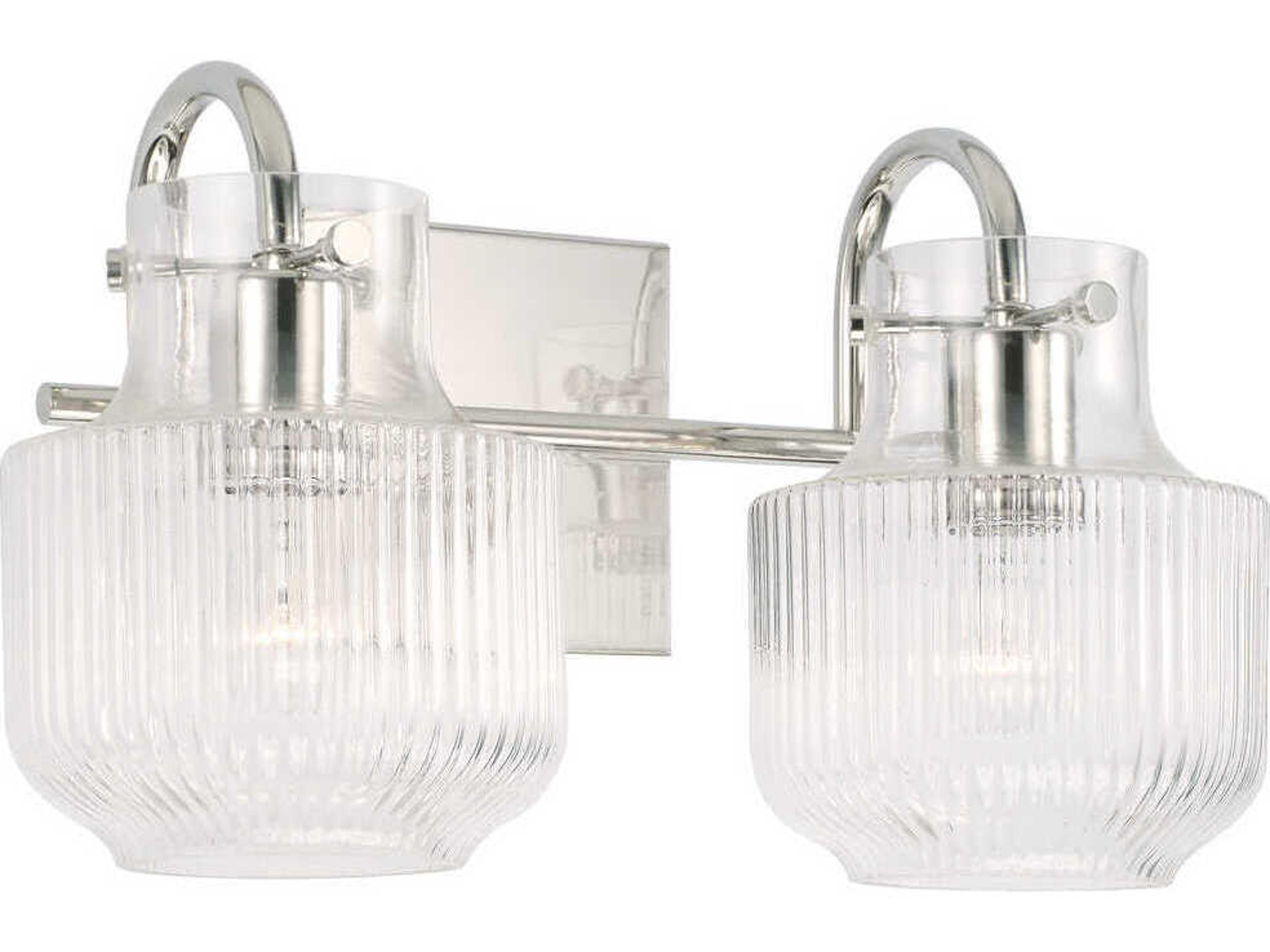 Nyla 2-Light Polished Nickel Glass Vanity Light