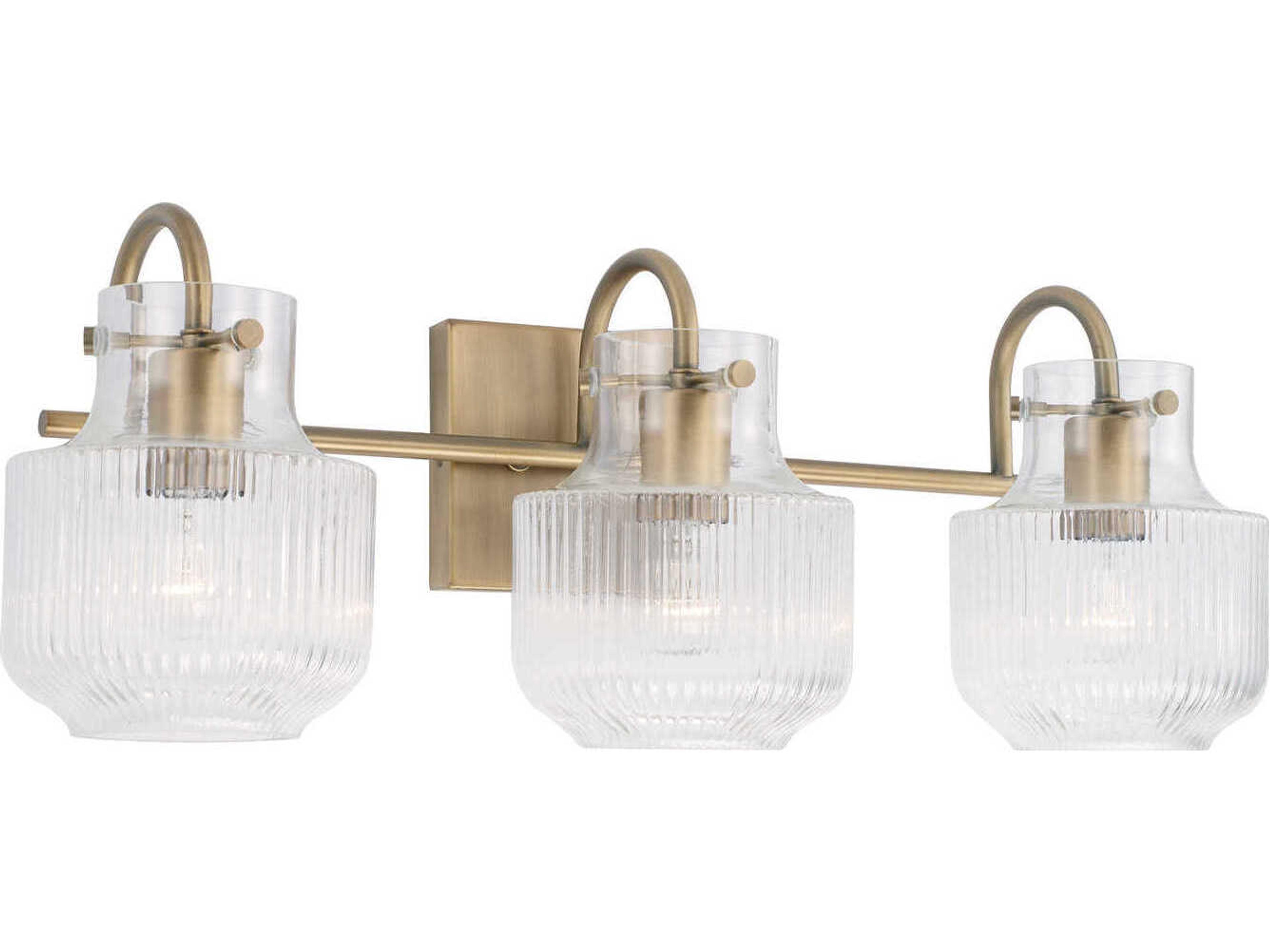 Nyla 3-Light Aged Brass Glass Vanity Light