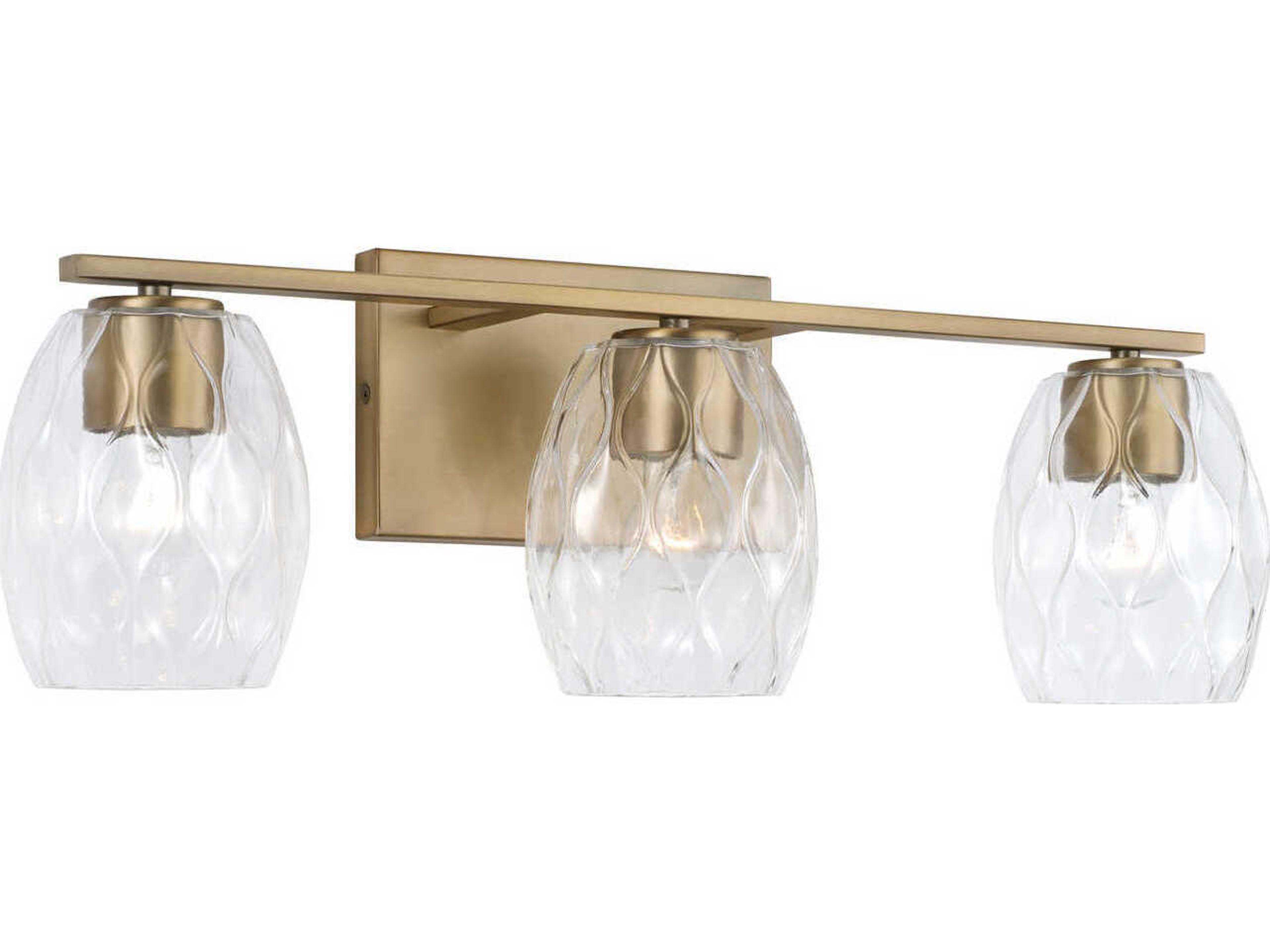 Lucas 3-Light Aged Brass Glass Vanity Light