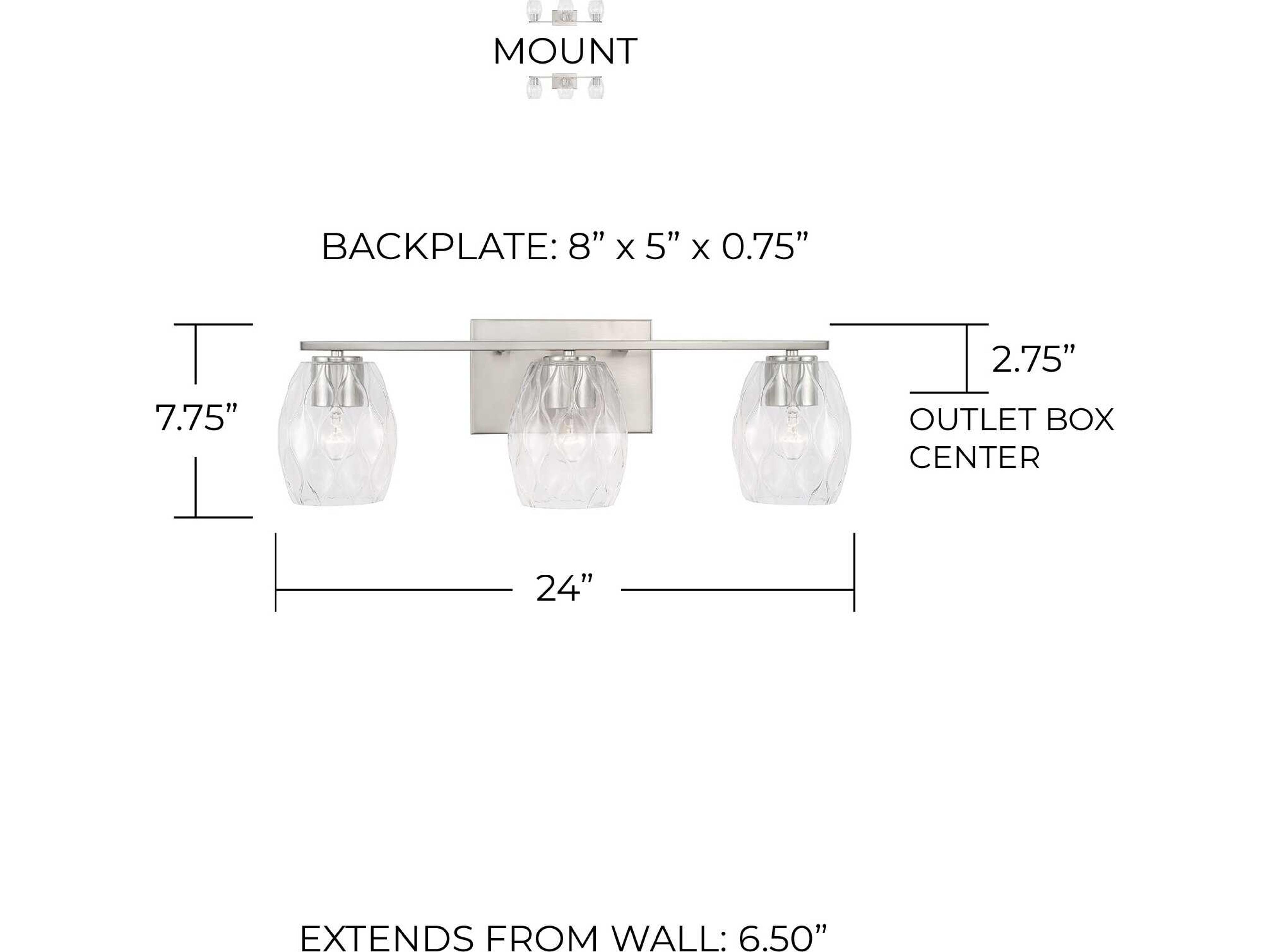 Capital Lighting Lucas 3-Light Brushed Nickel Glass Vanity Light