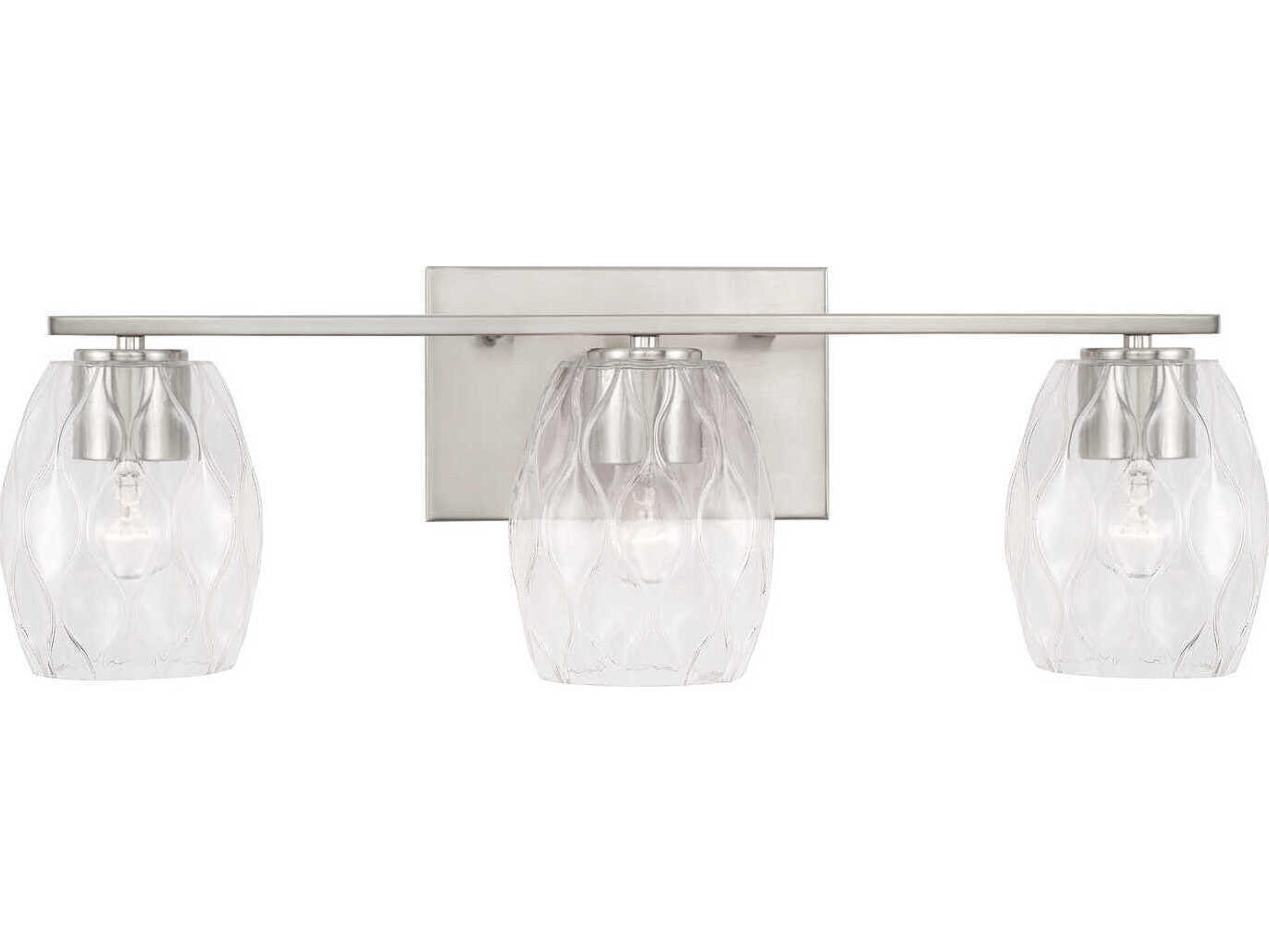 Capital Lighting Lucas 3-Light Brushed Nickel Glass Vanity Light
