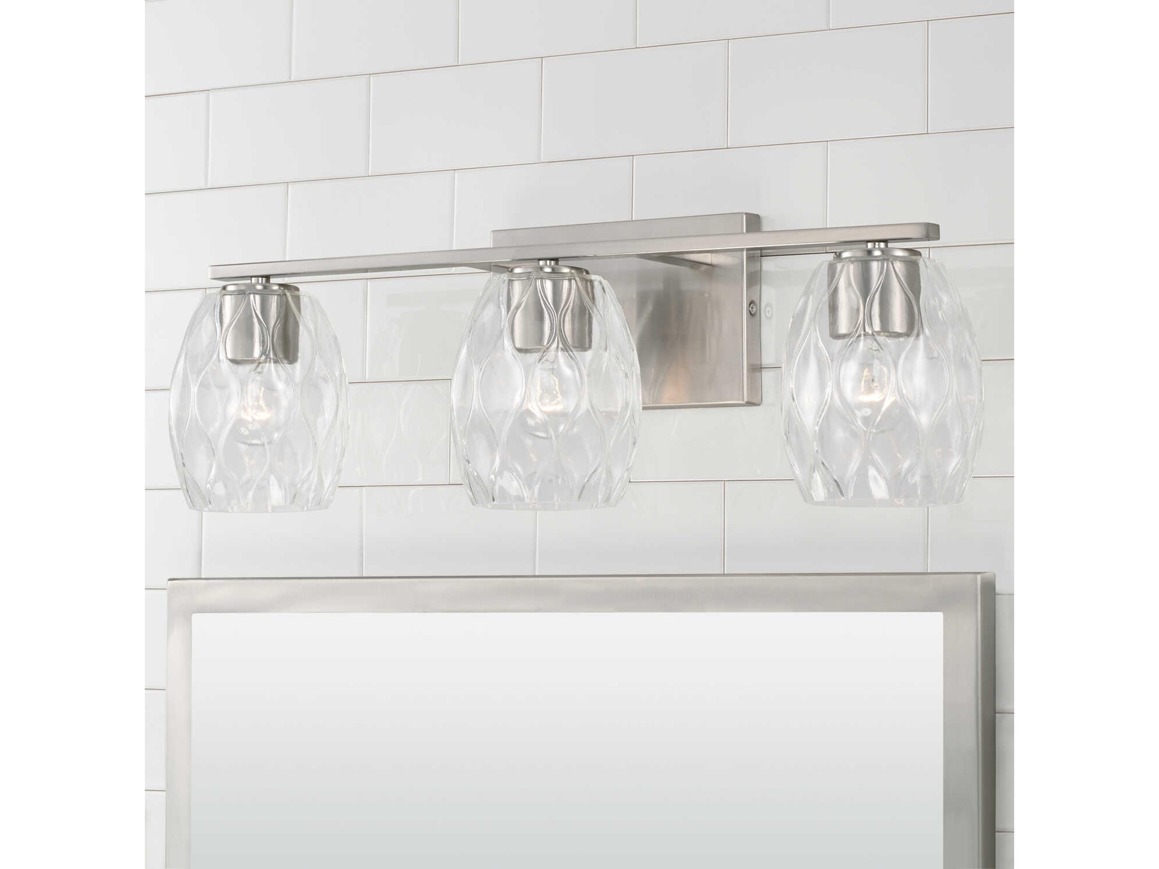 Capital Lighting Lucas 3-Light Brushed Nickel Glass Vanity Light
