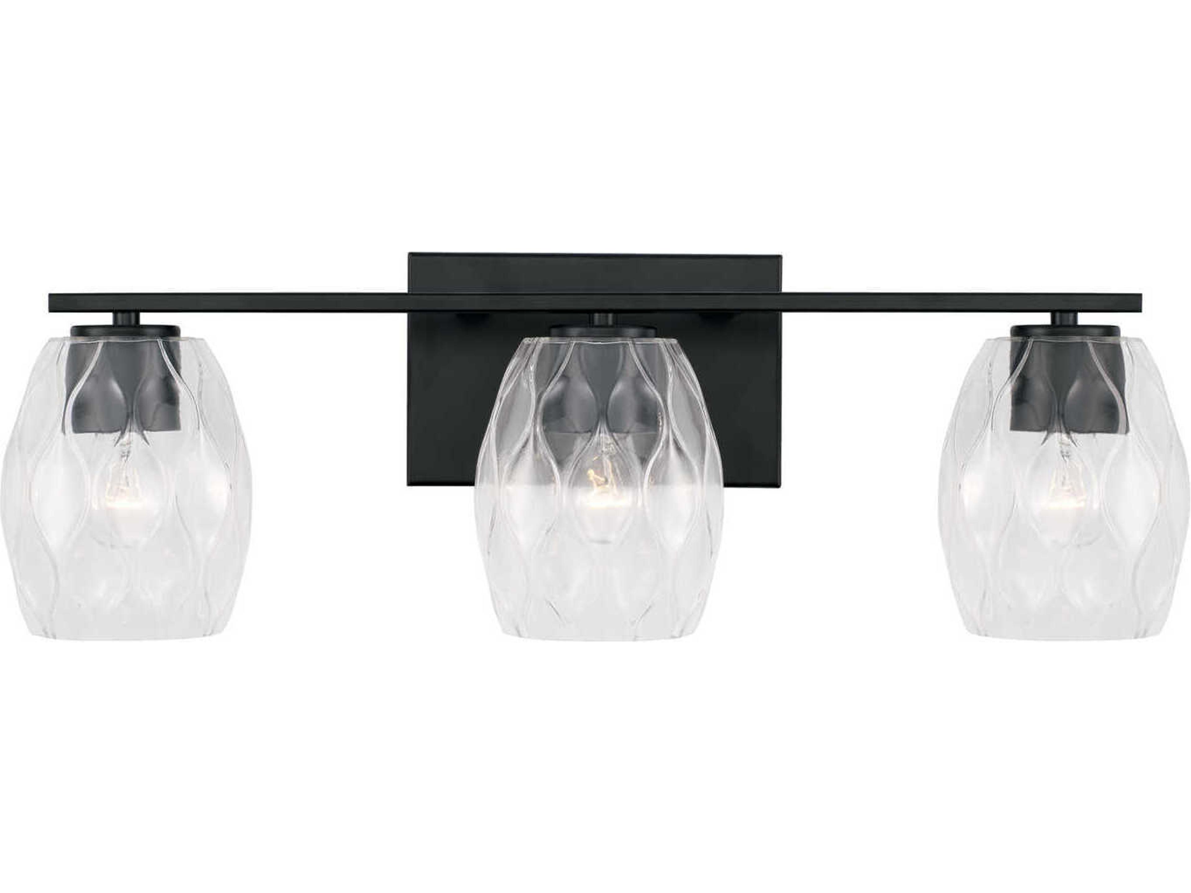 Capital Lighting Lucas 3-Light Matte Black Glass Vanity Light