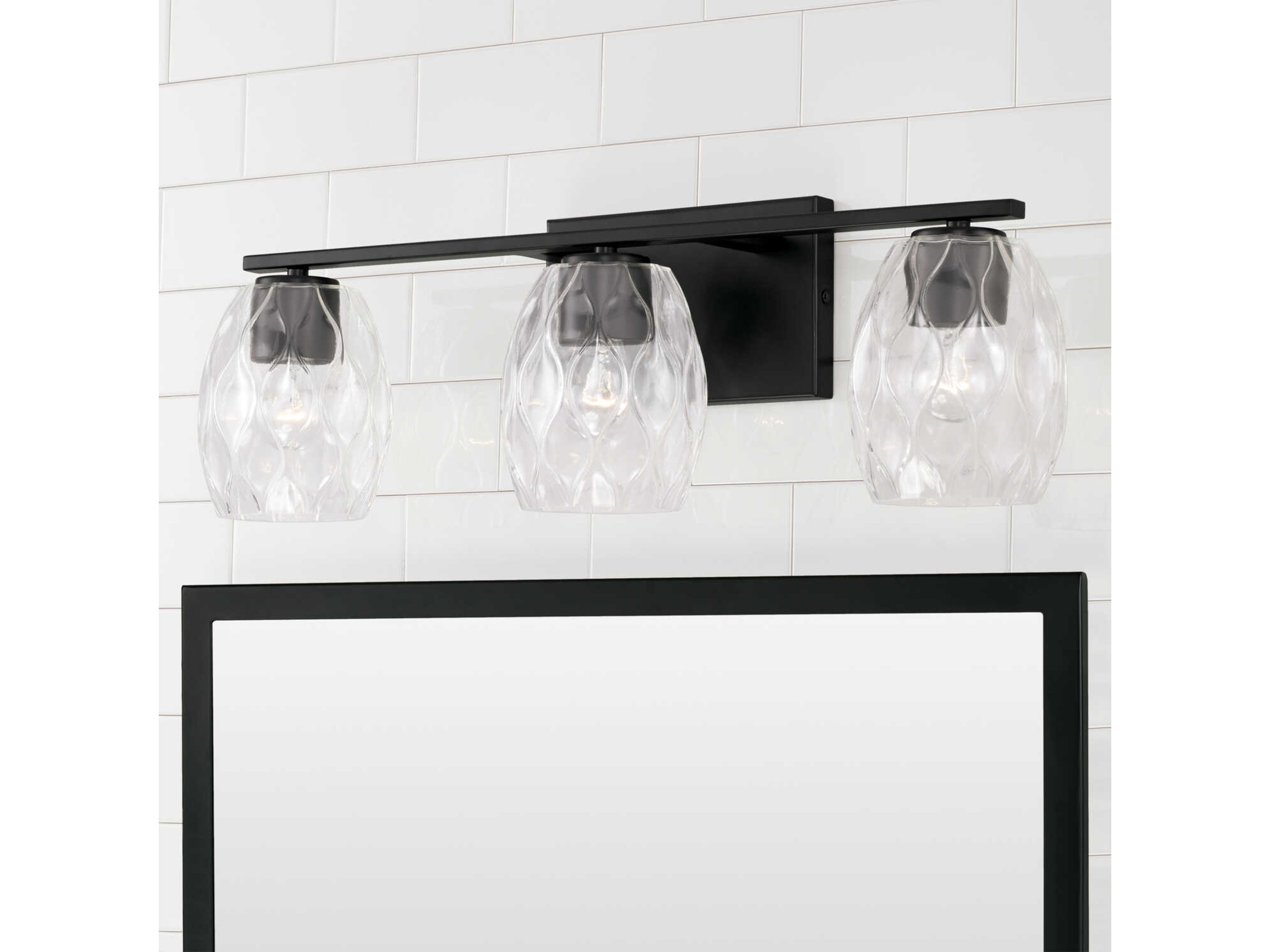 Capital Lighting Lucas 3-Light Matte Black Glass Vanity Light