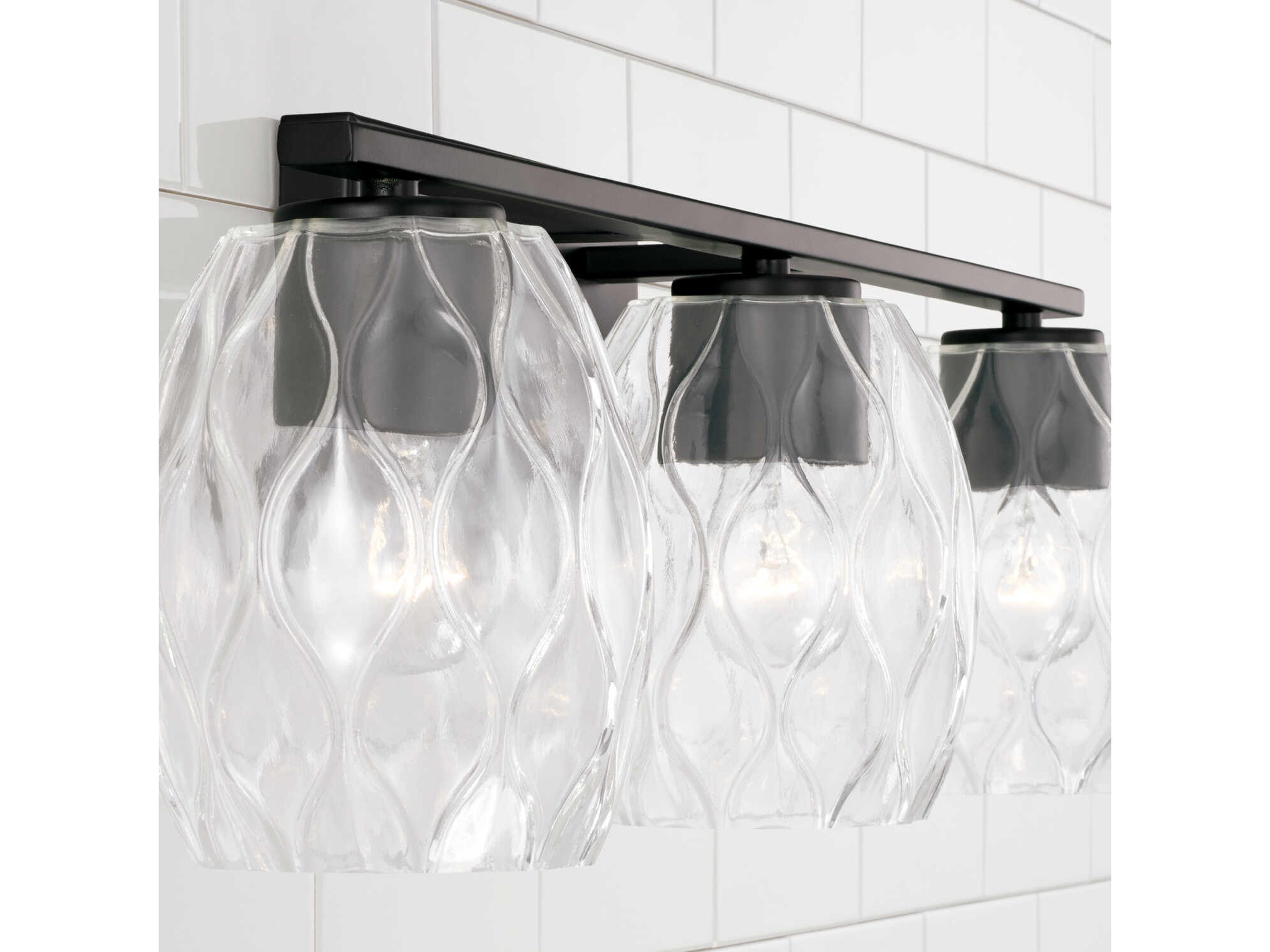 Capital Lighting Lucas 3-Light Matte Black Glass Vanity Light