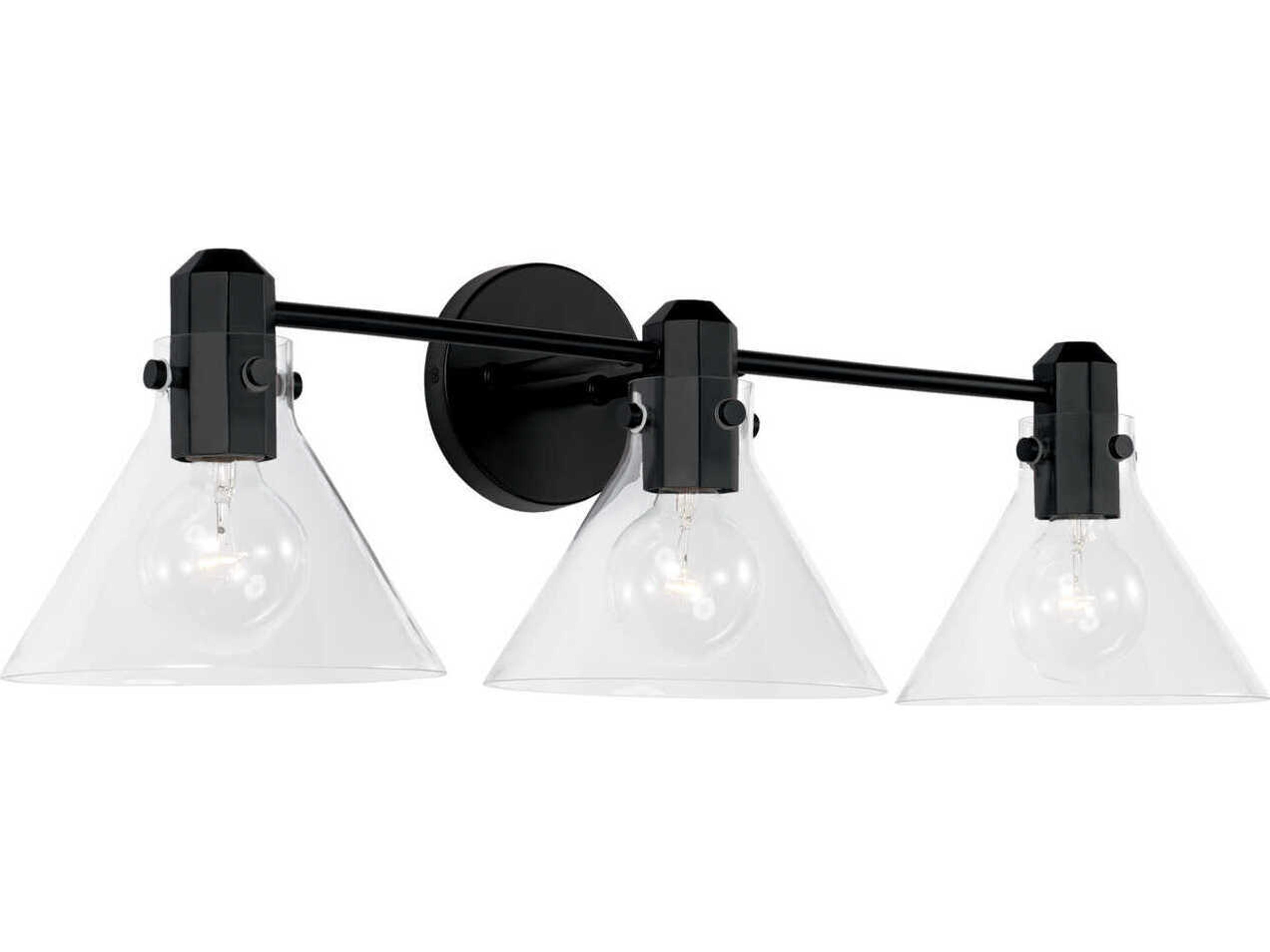 Greer 3-Light Matte Black Glass Vanity Light