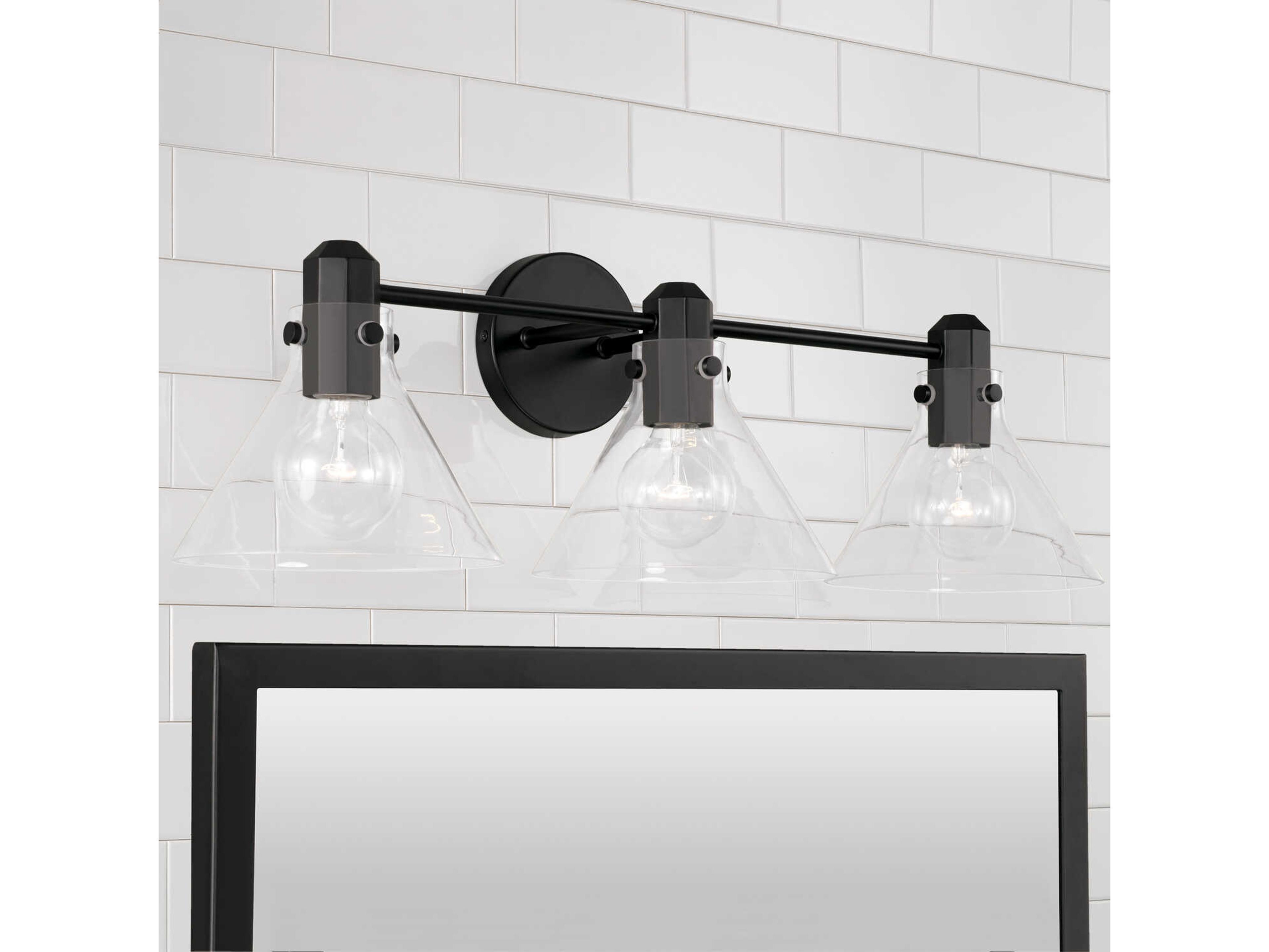 Capital Lighting Greer 3-Light Matte Black Glass Vanity Light
