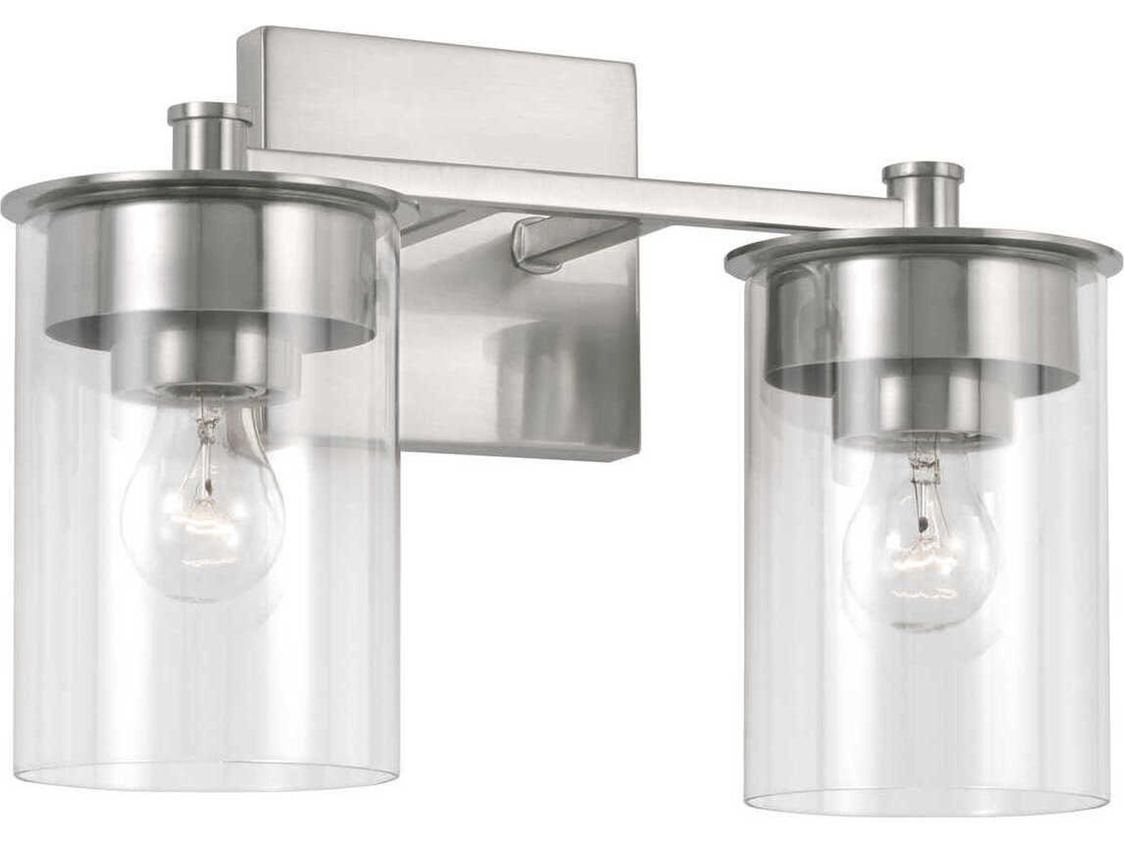 Mason 2-Light Brushed Nickel Glass Vanity Light
