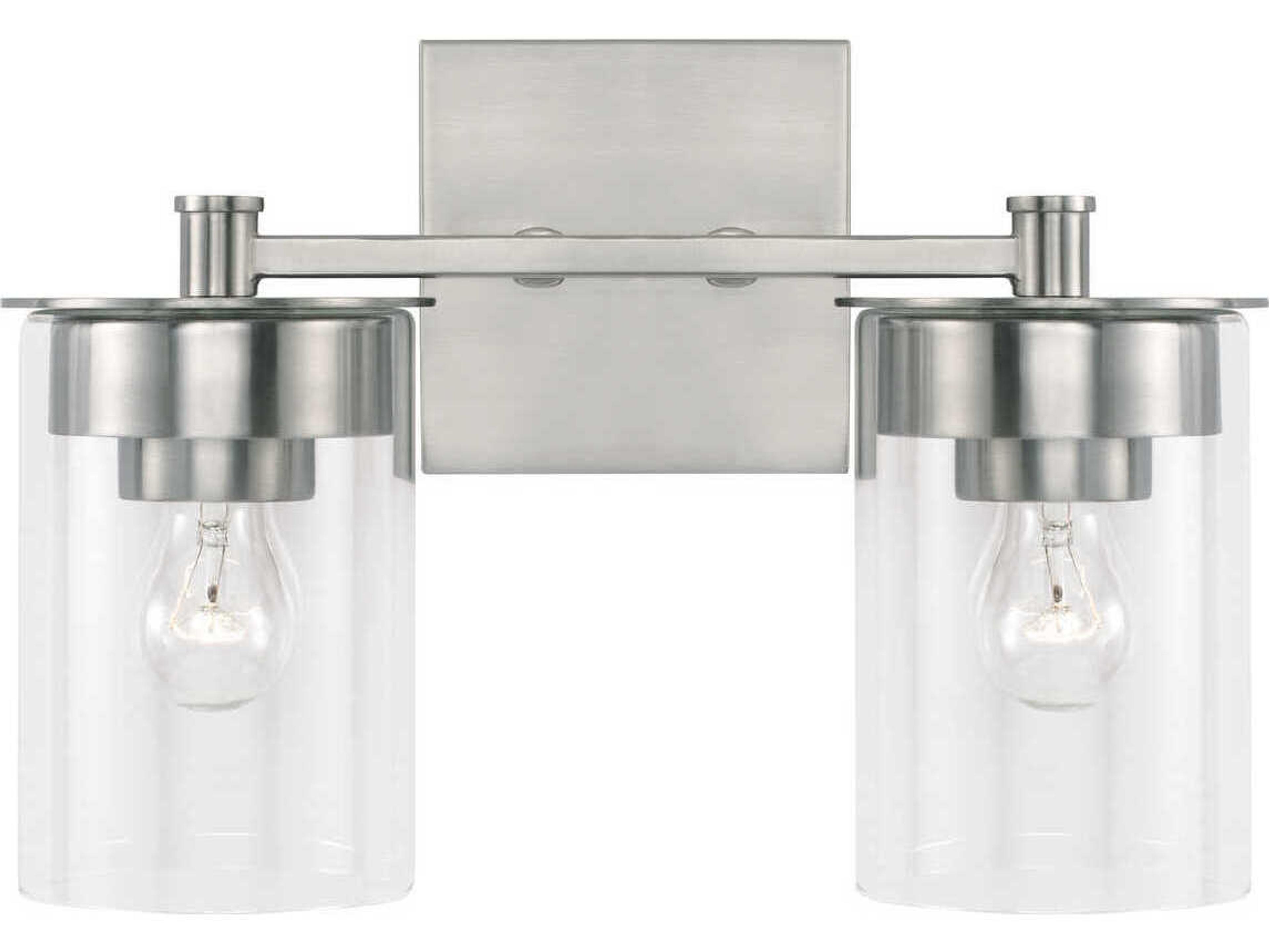 Capital Lighting Mason 2-Light Brushed Nickel Glass Vanity Light
