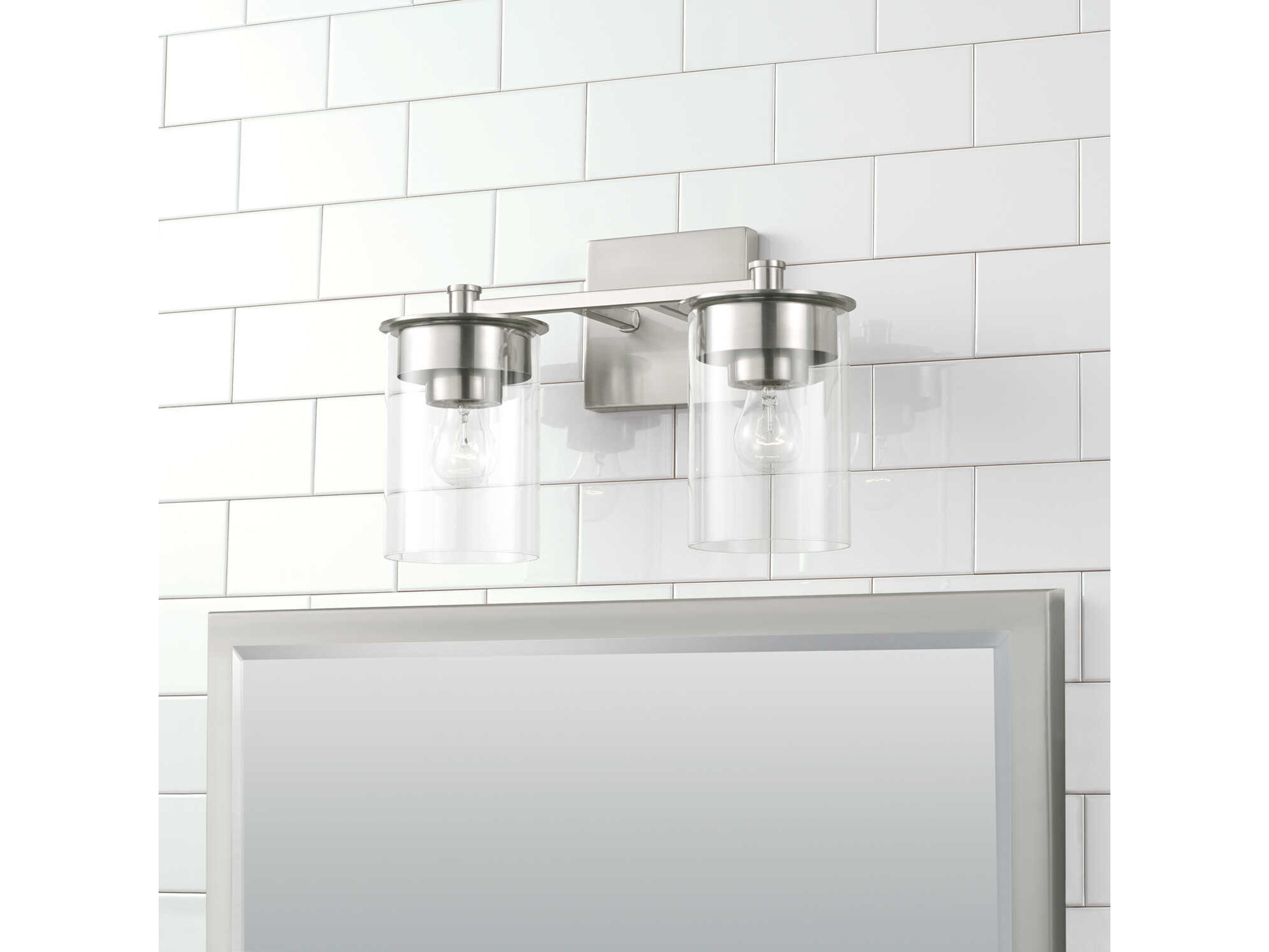 Capital Lighting Mason 2-Light Brushed Nickel Glass Vanity Light