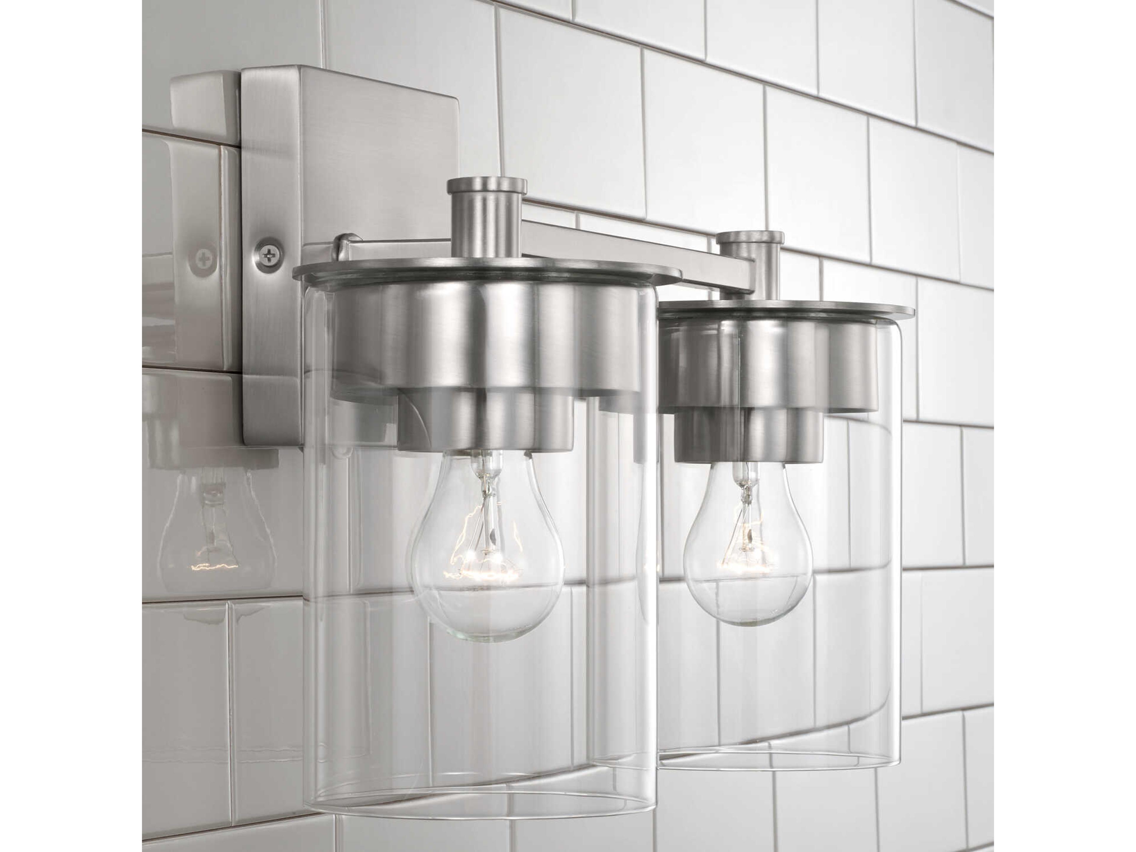 Capital Lighting Mason 2-Light Brushed Nickel Glass Vanity Light