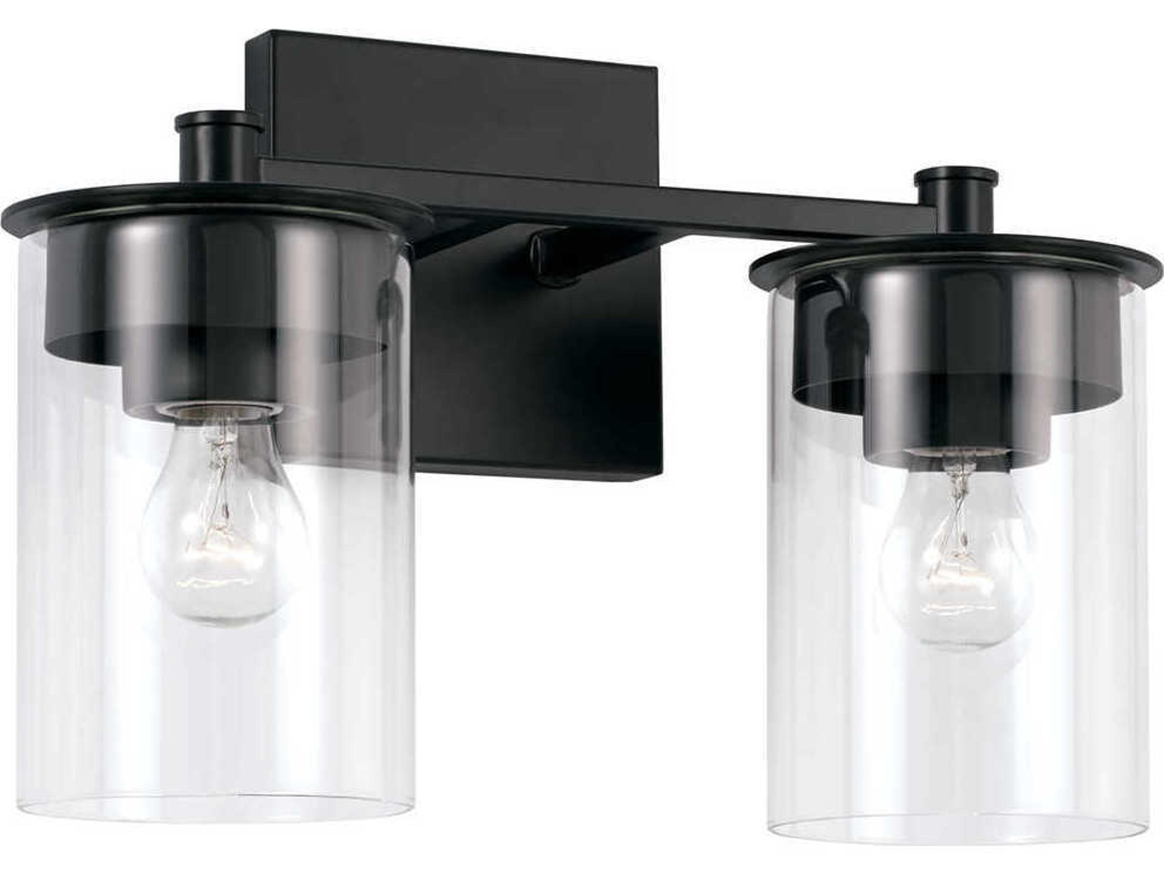 Mason 2-Light Matte Black Glass Vanity Light