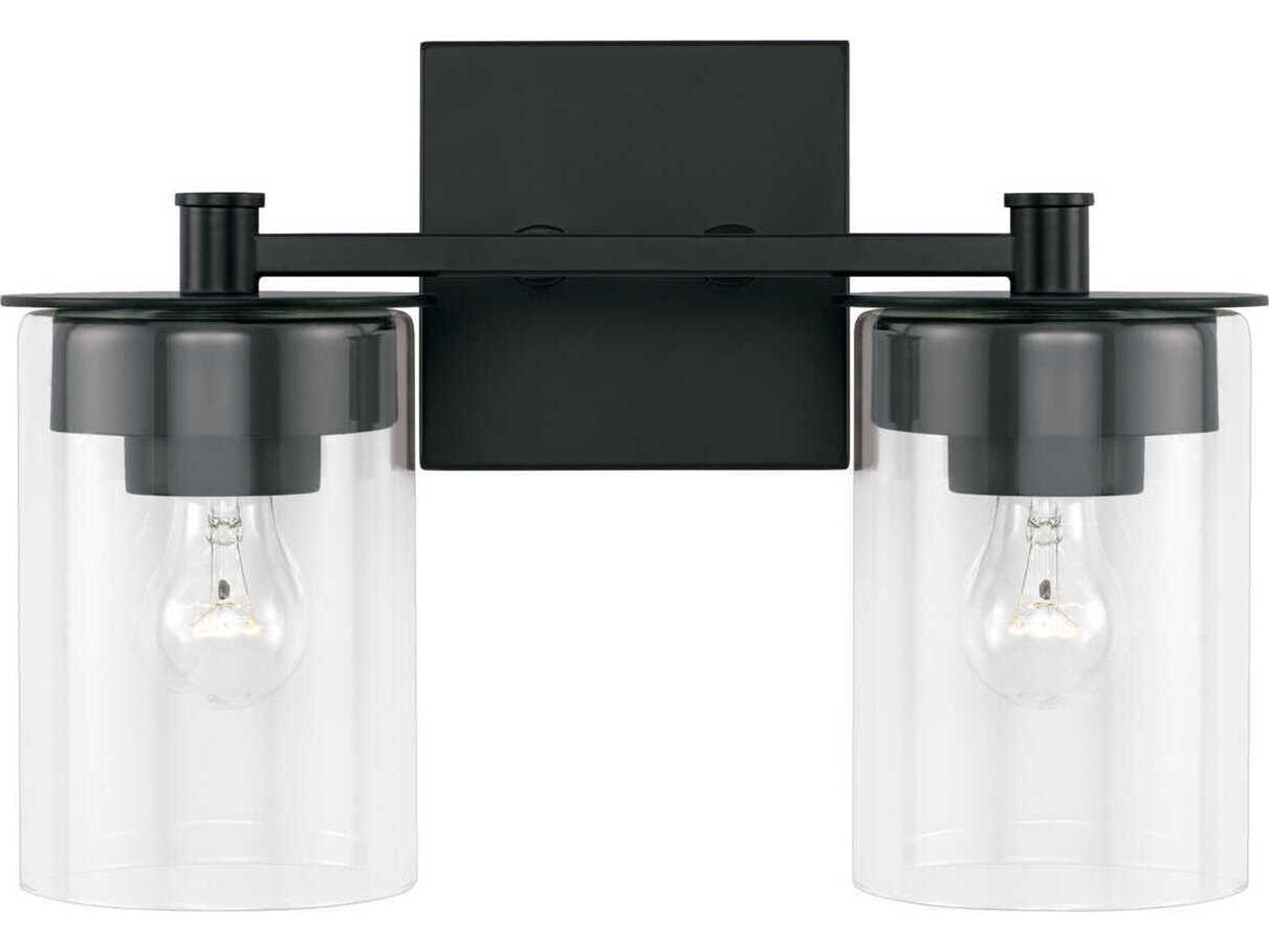 Capital Lighting Mason 2-Light Matte Black Glass Vanity Light