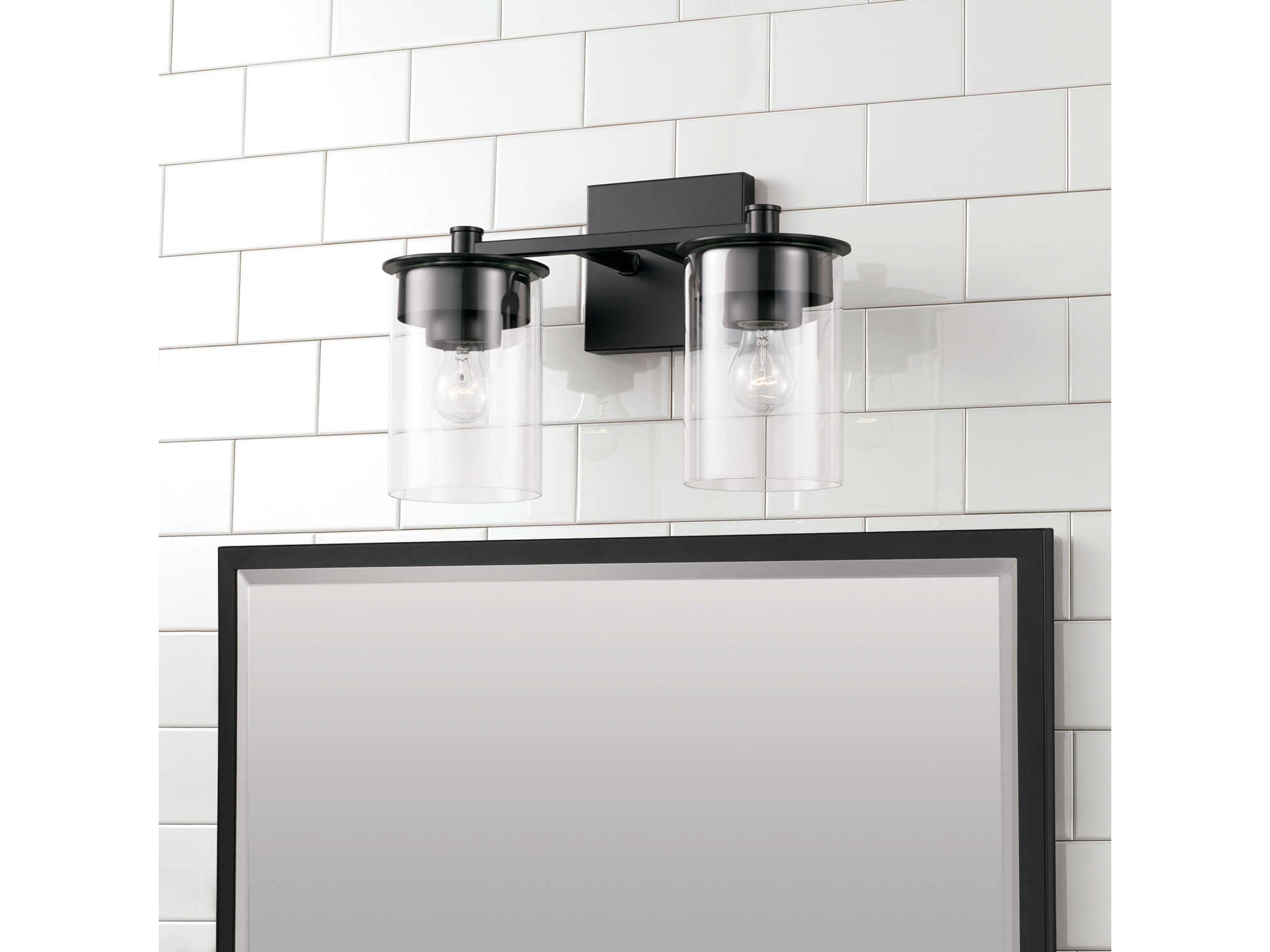 Capital Lighting Mason 2-Light Matte Black Glass Vanity Light