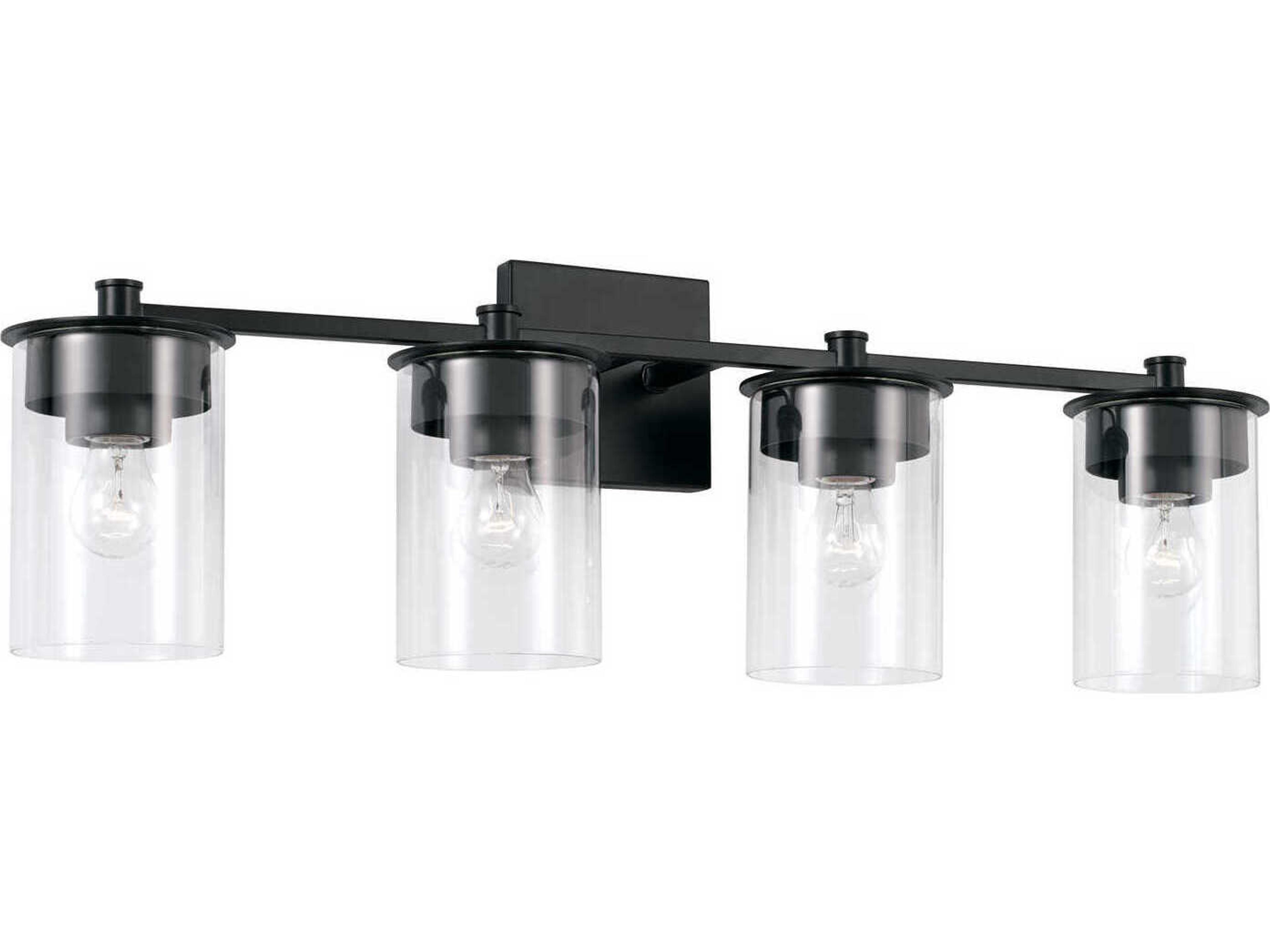 Mason 4-Light Matte Black Glass Vanity Light