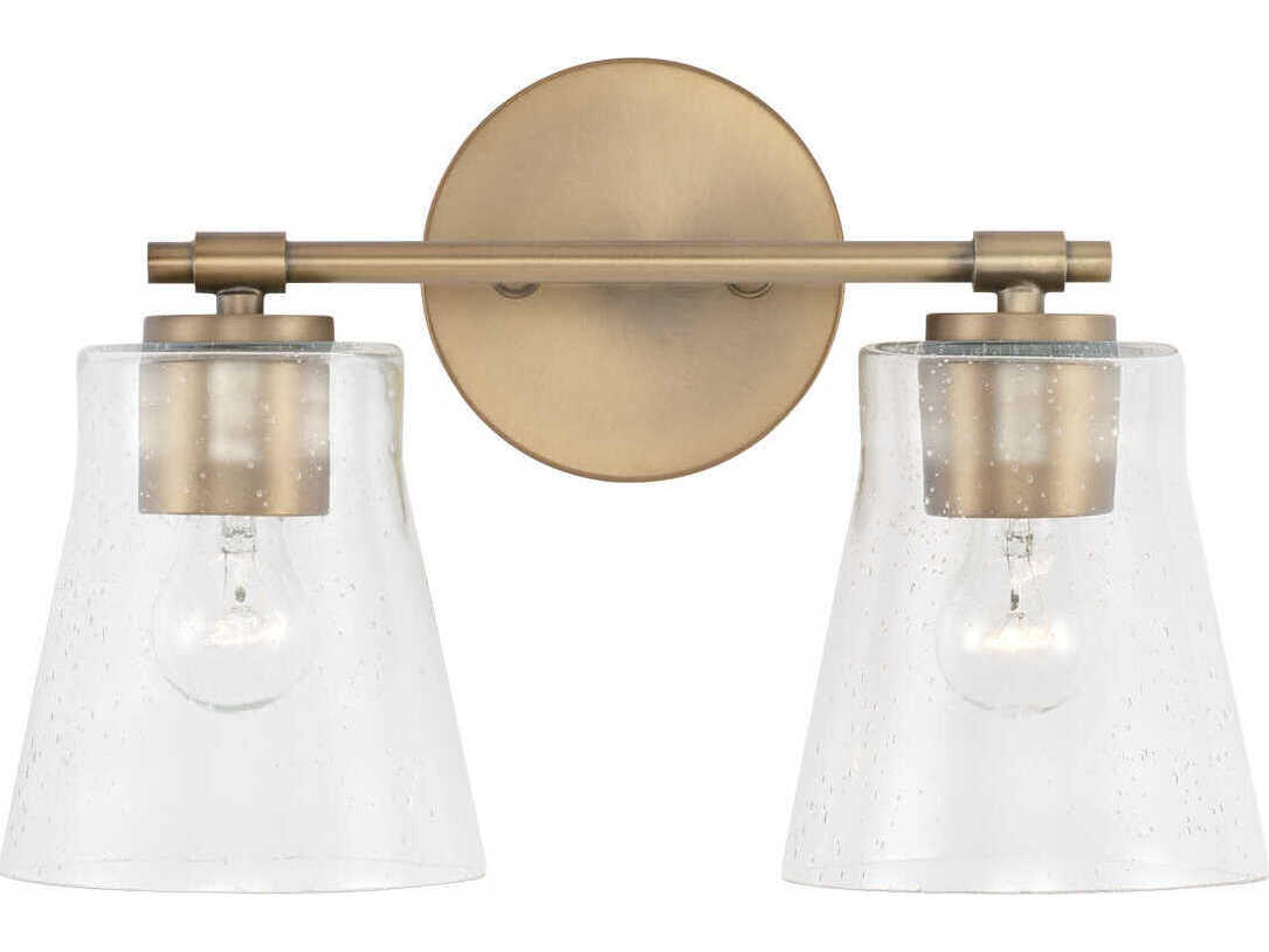 Capital Lighting Baker 2-Light Aged Brass Glass Vanity Light
