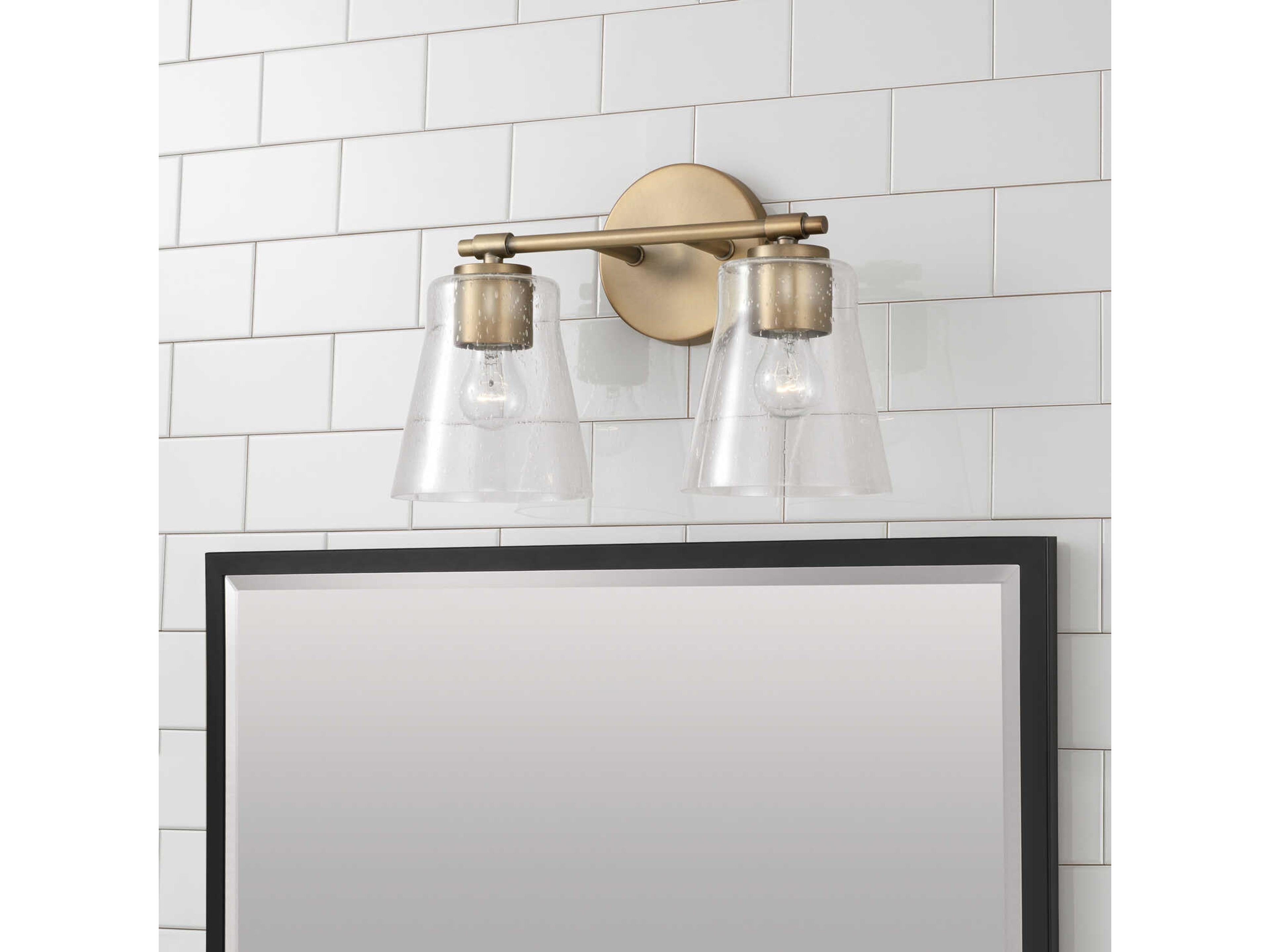 Capital Lighting Baker 2-Light Aged Brass Glass Vanity Light