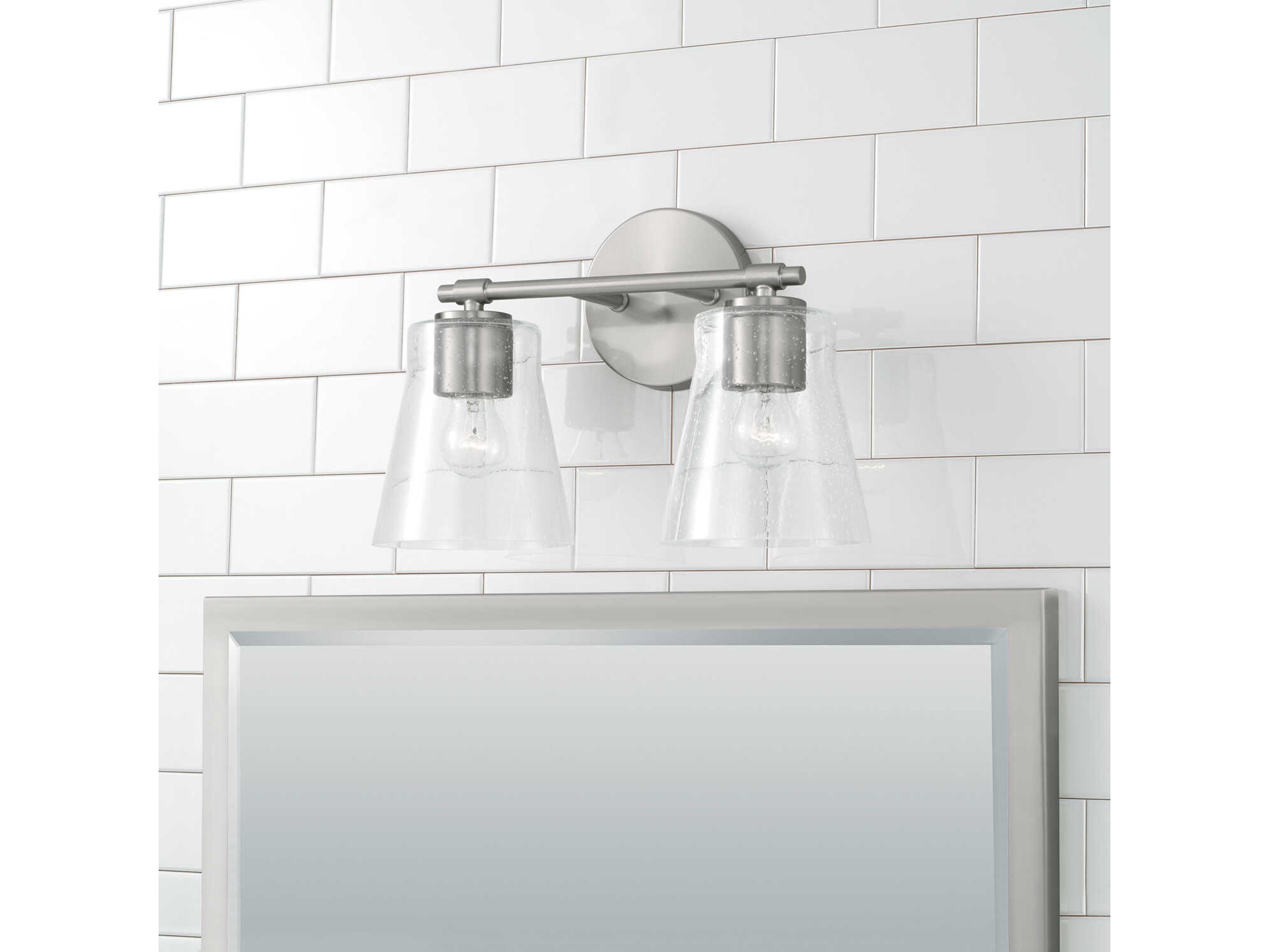 Capital Lighting Baker 2-Light Brushed Nickel Glass Vanity Light