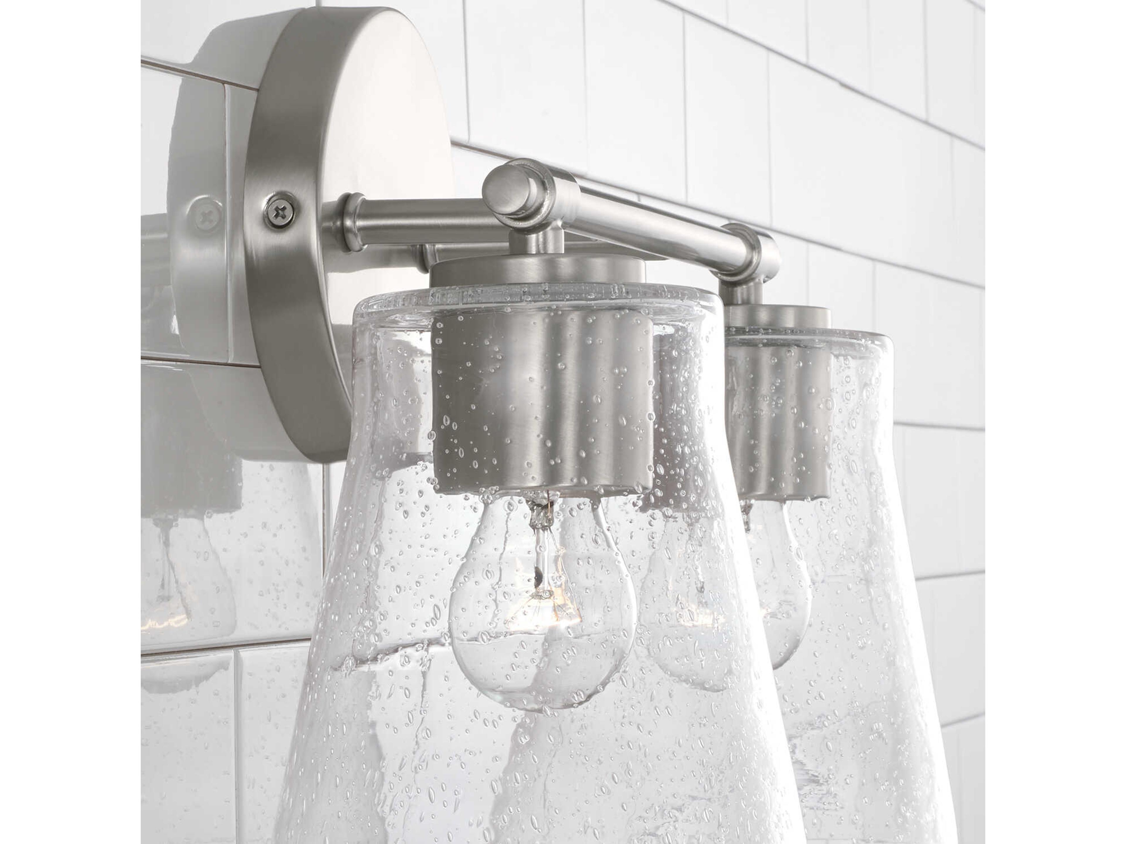 Capital Lighting Baker 2-Light Brushed Nickel Glass Vanity Light