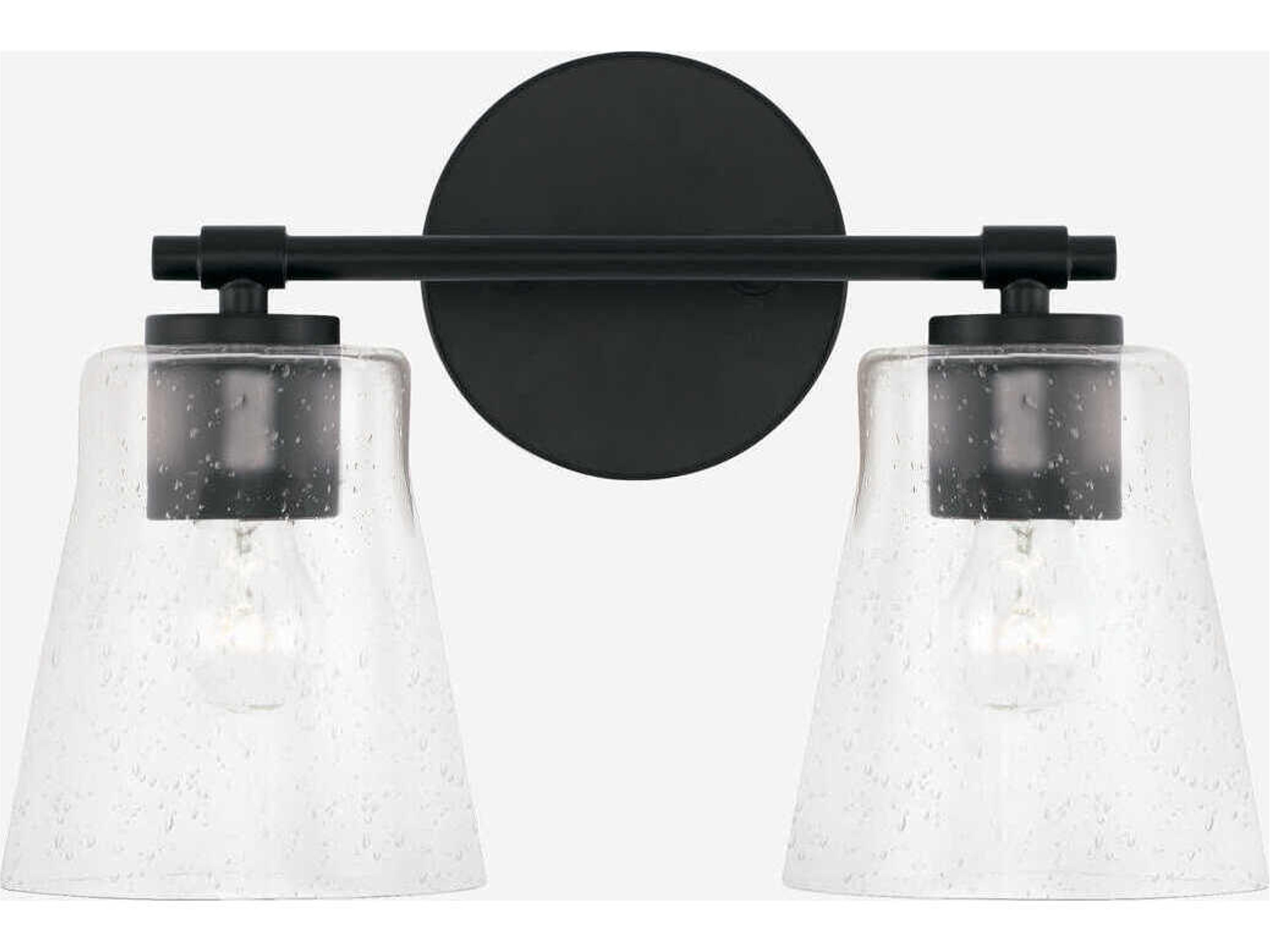 Capital Lighting Baker 2-Light Matte Black Glass Vanity Light