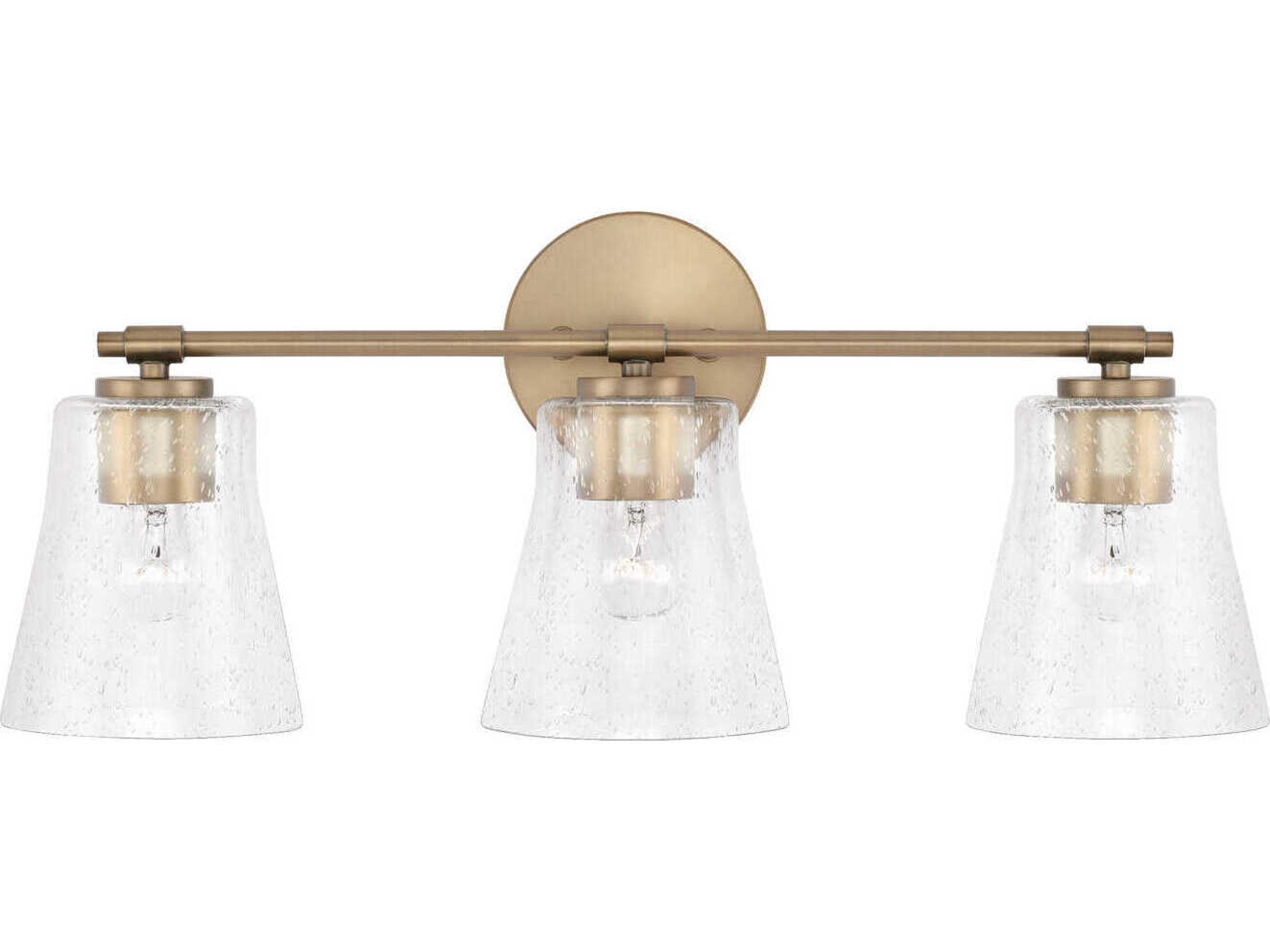 Capital Lighting Baker 3-Light Aged Brass Glass Vanity Light