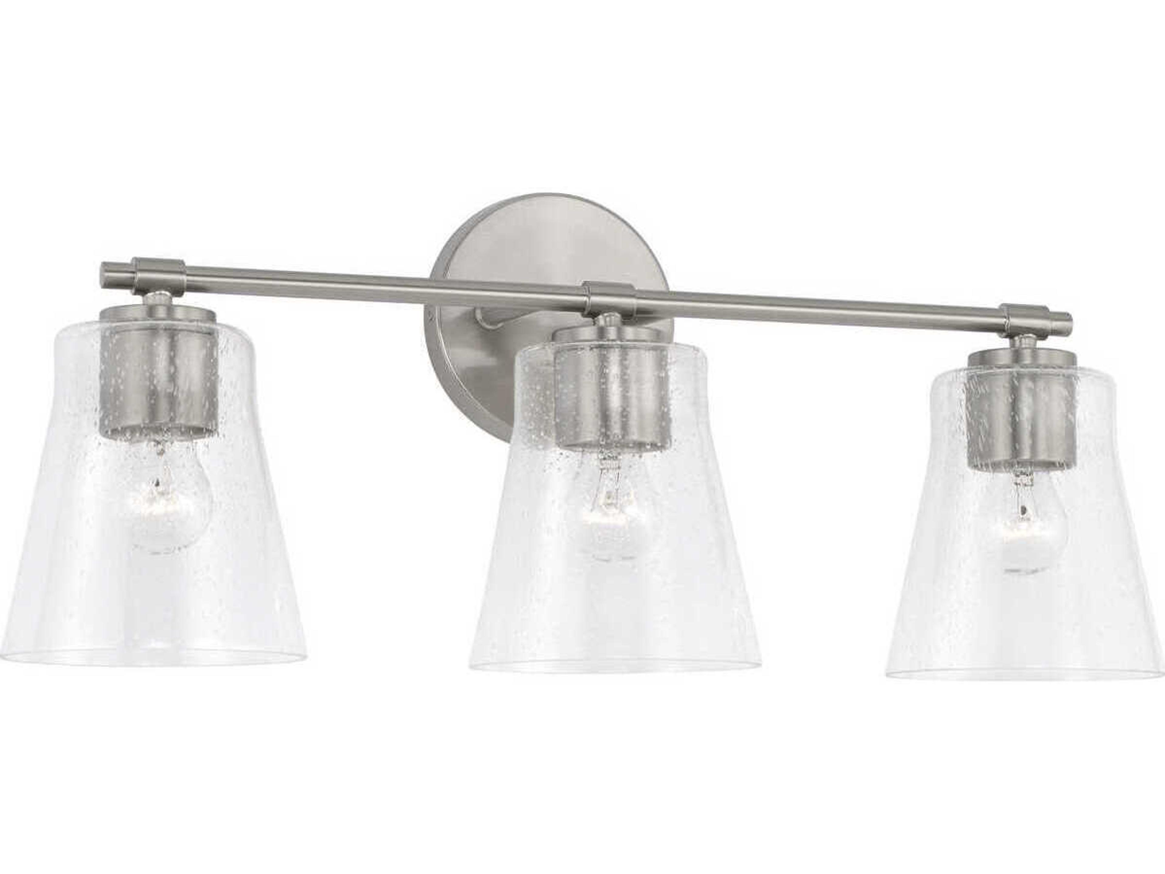 Baker 3-Light Brushed Nickel Glass Vanity Light