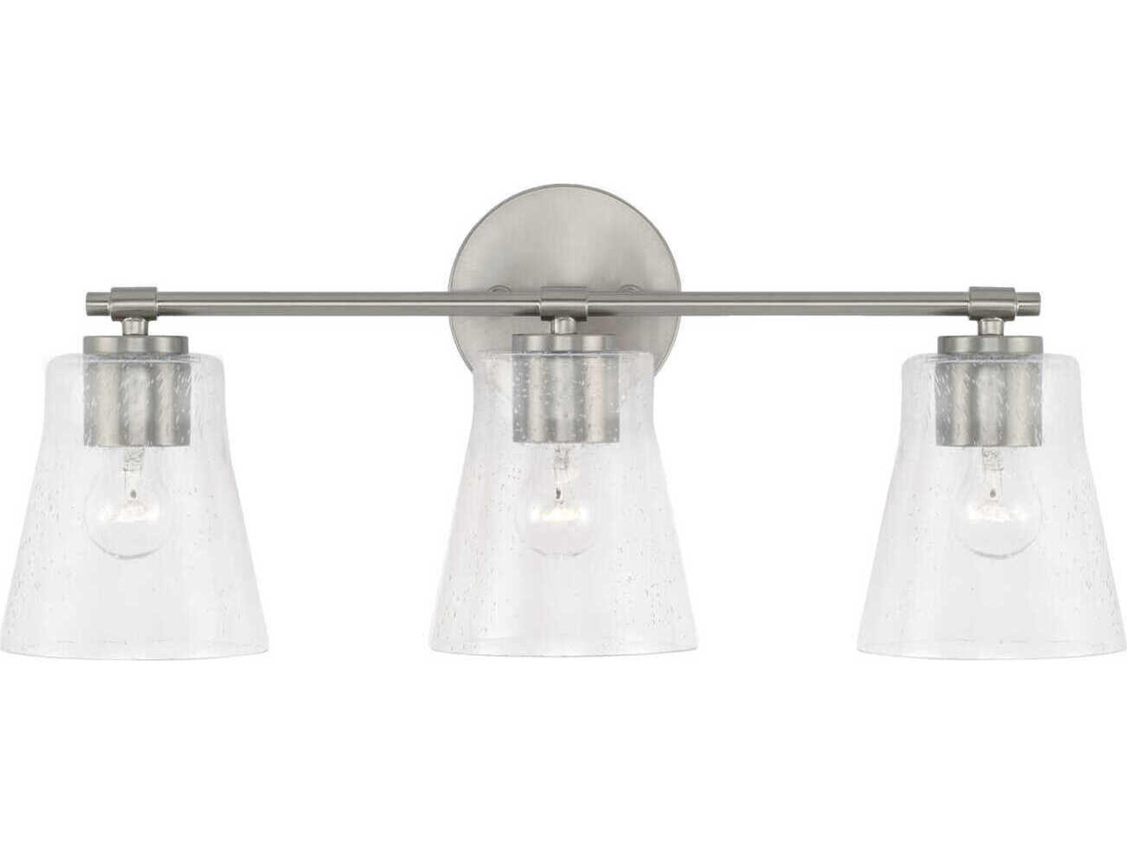 Capital Lighting Baker 3-Light Brushed Nickel Glass Vanity Light