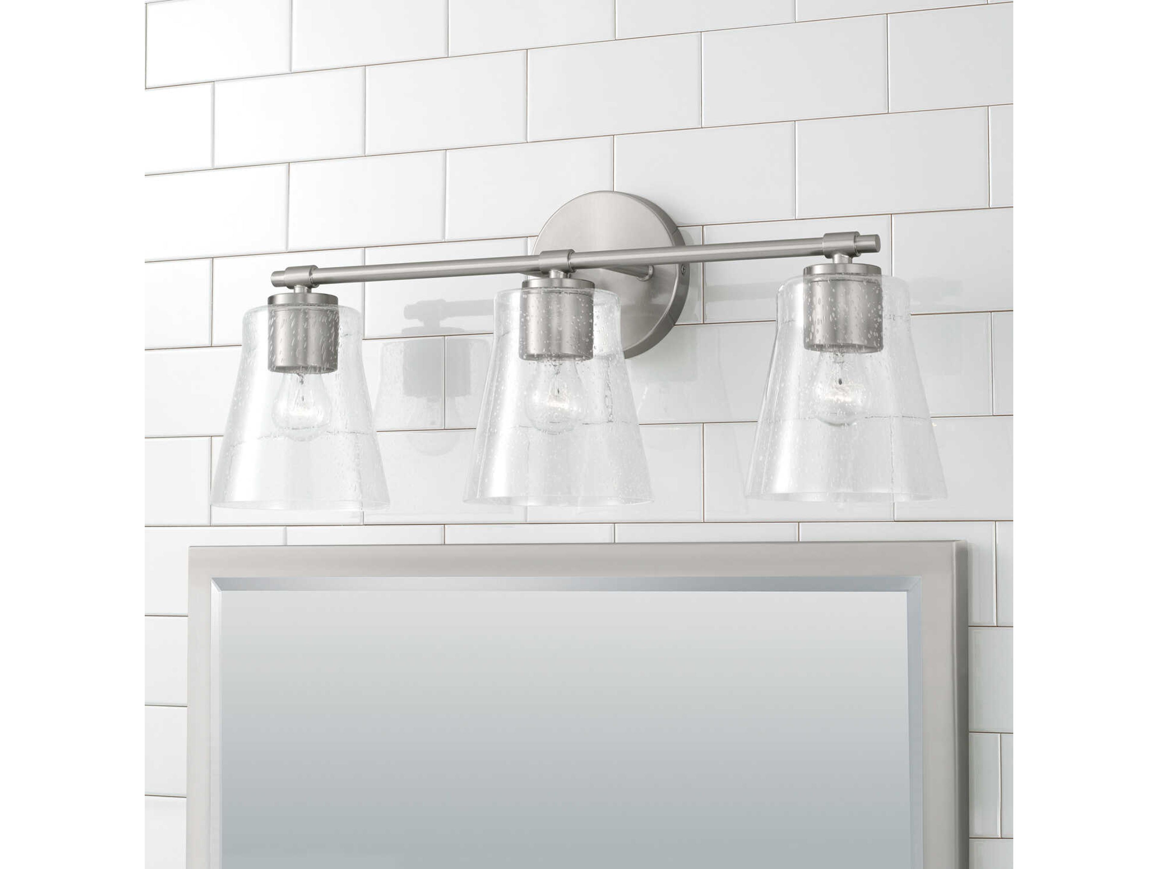 Capital Lighting Baker 3-Light Brushed Nickel Glass Vanity Light