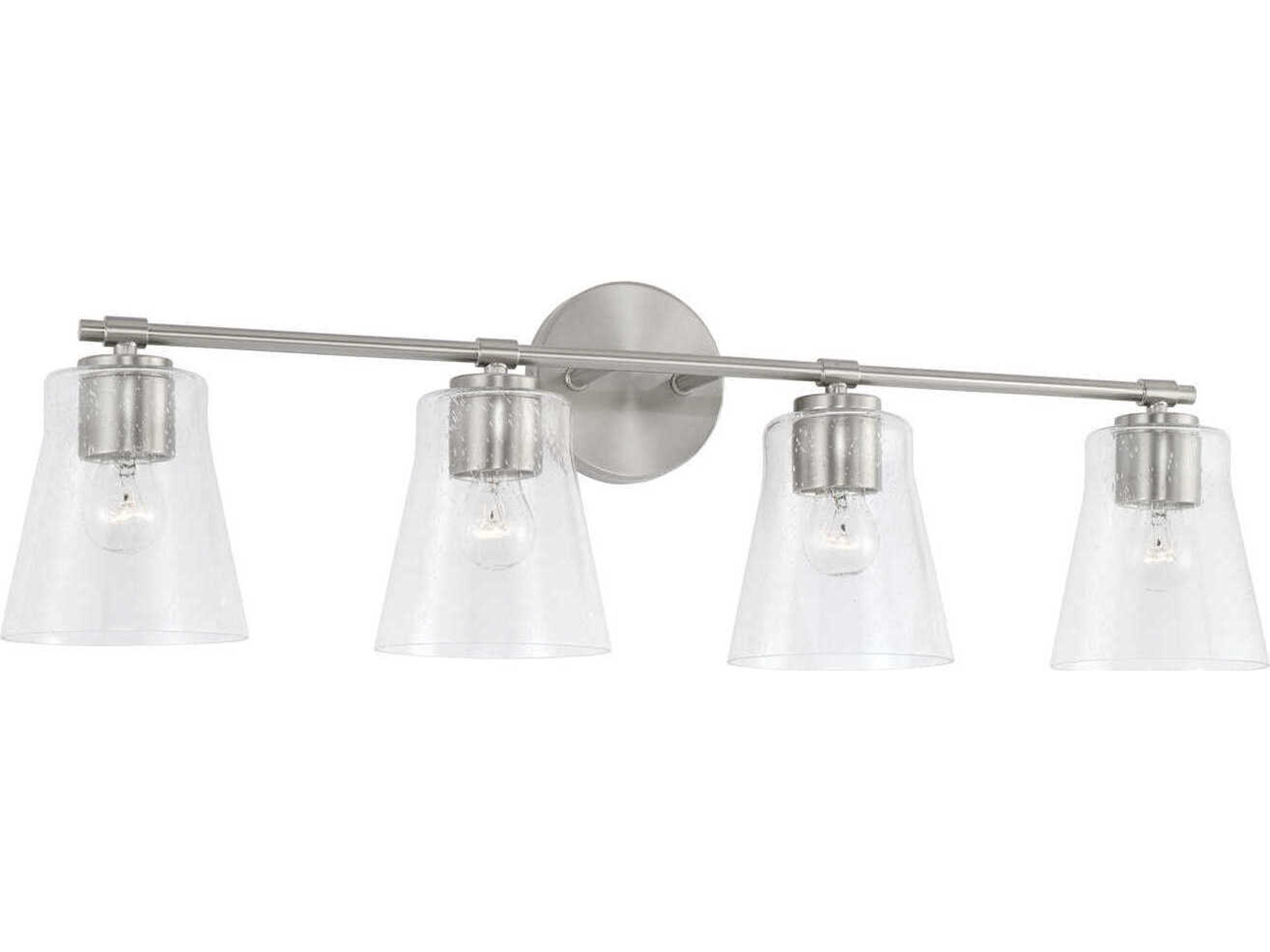 Baker 4-Light Brushed Nickel Glass Vanity Light