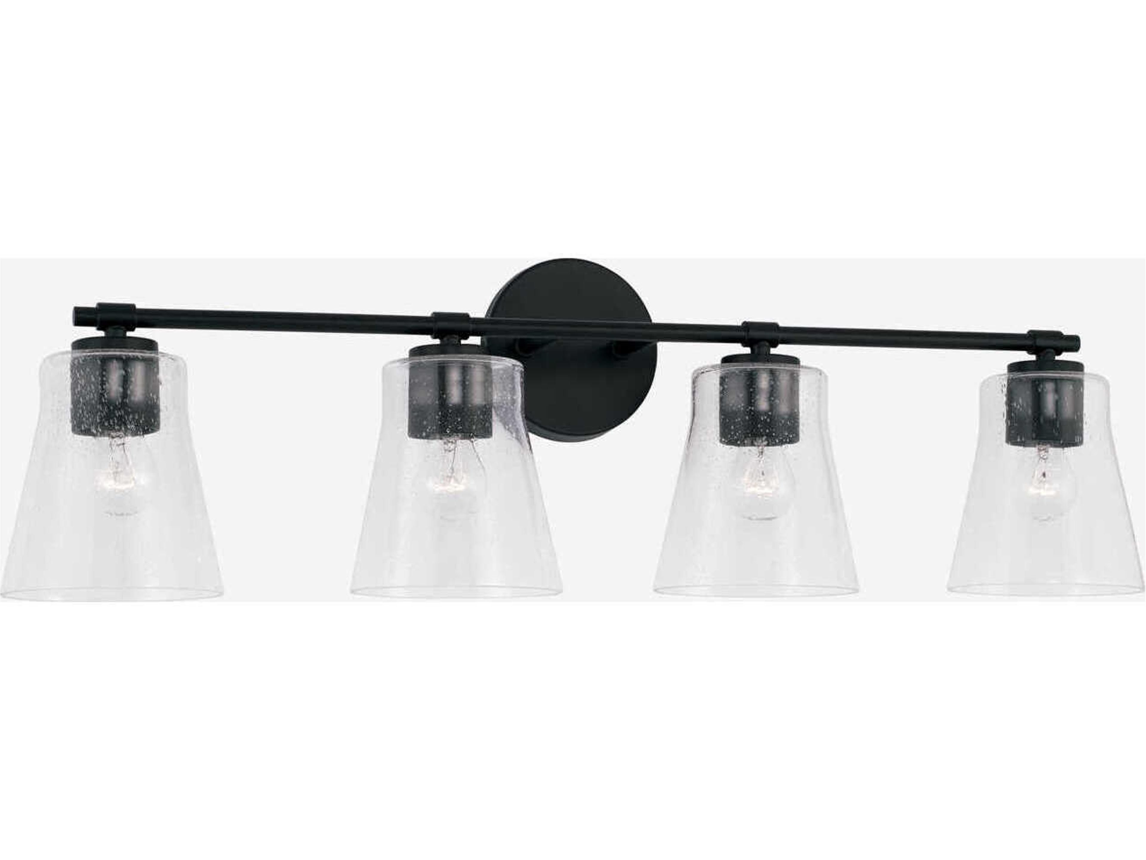 Baker 4-Light Matte Black Glass Vanity Light