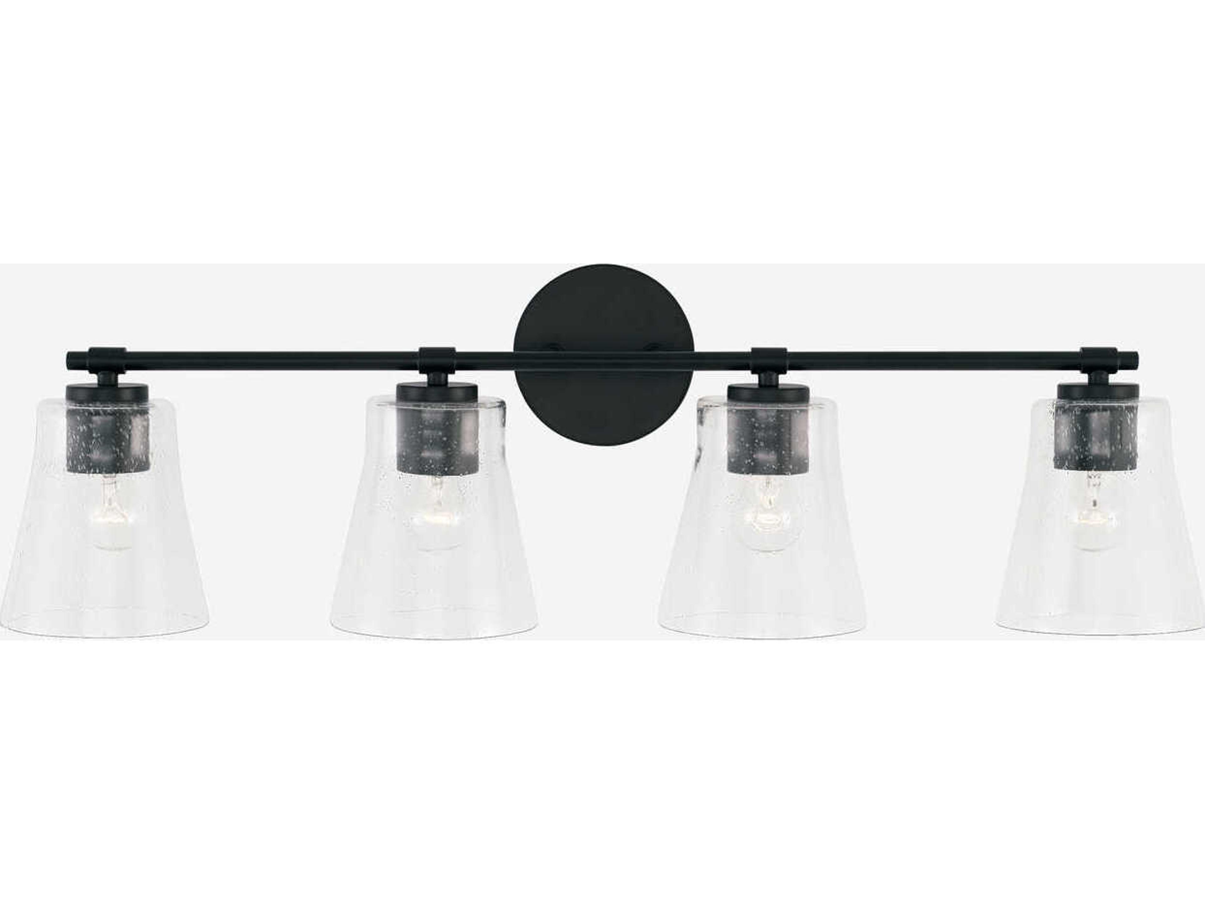 Capital Lighting Baker 4-Light Matte Black Glass Vanity Light