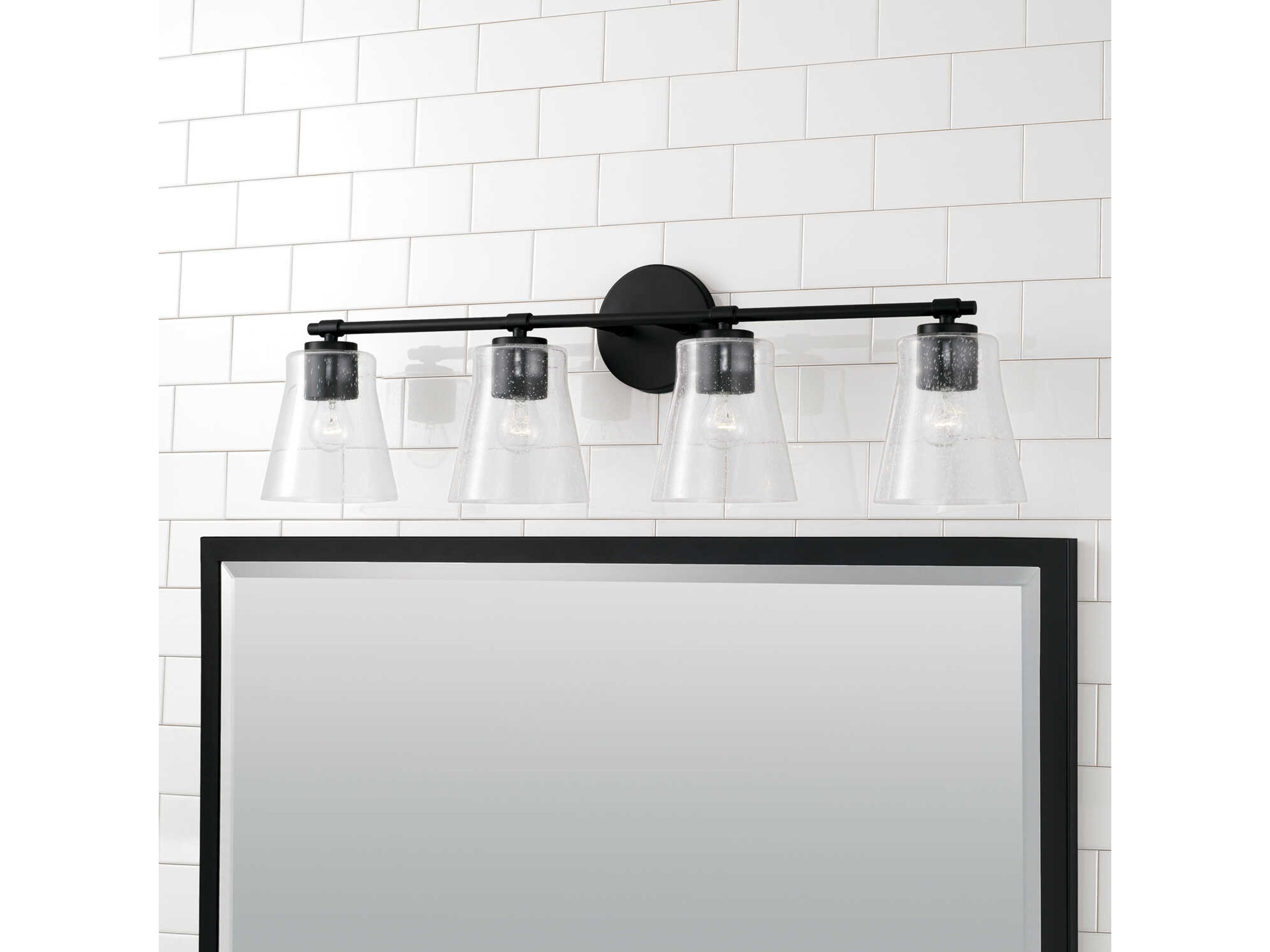 Capital Lighting Baker 4-Light Matte Black Glass Vanity Light