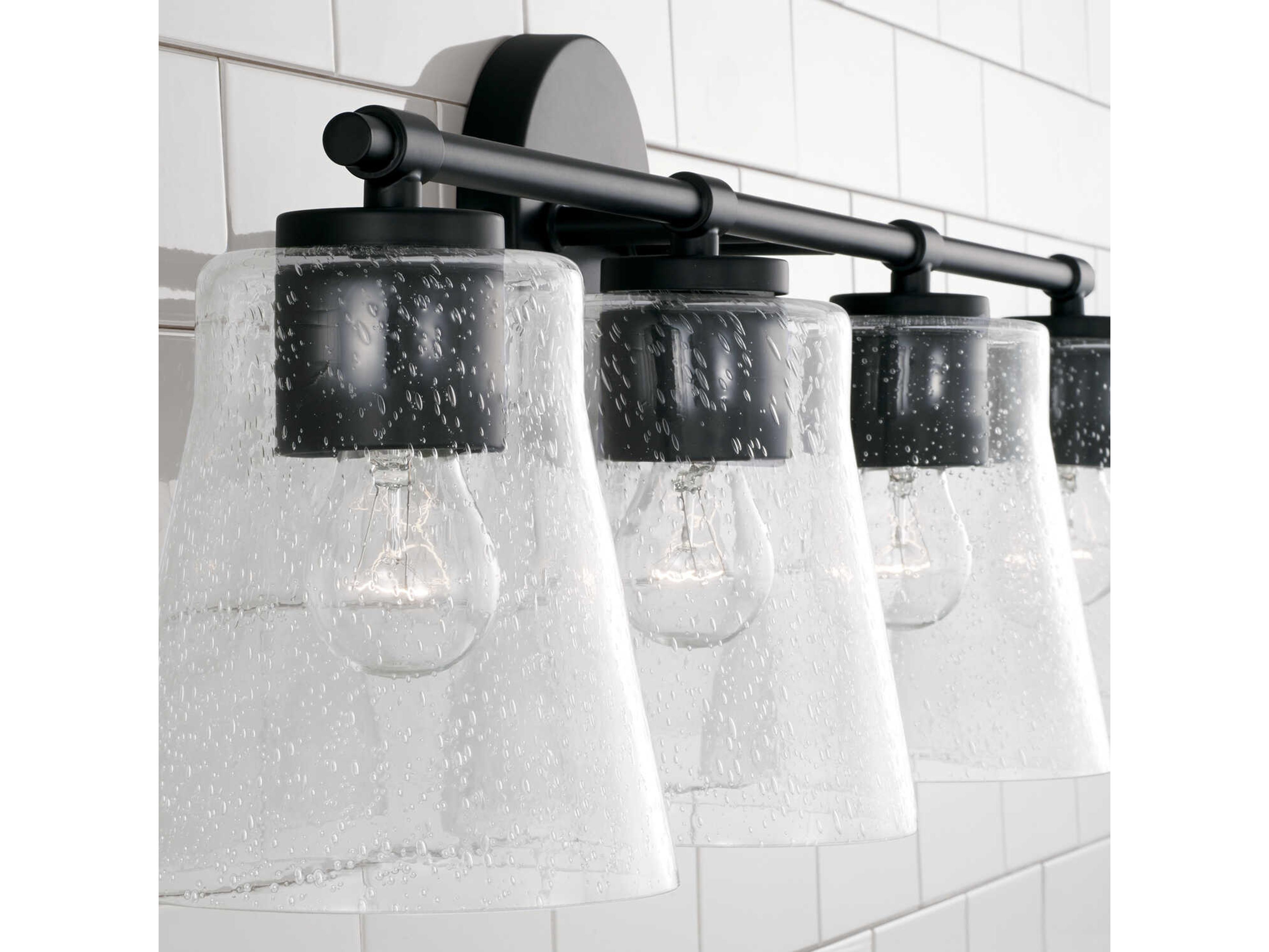 Capital Lighting Baker 4-Light Matte Black Glass Vanity Light