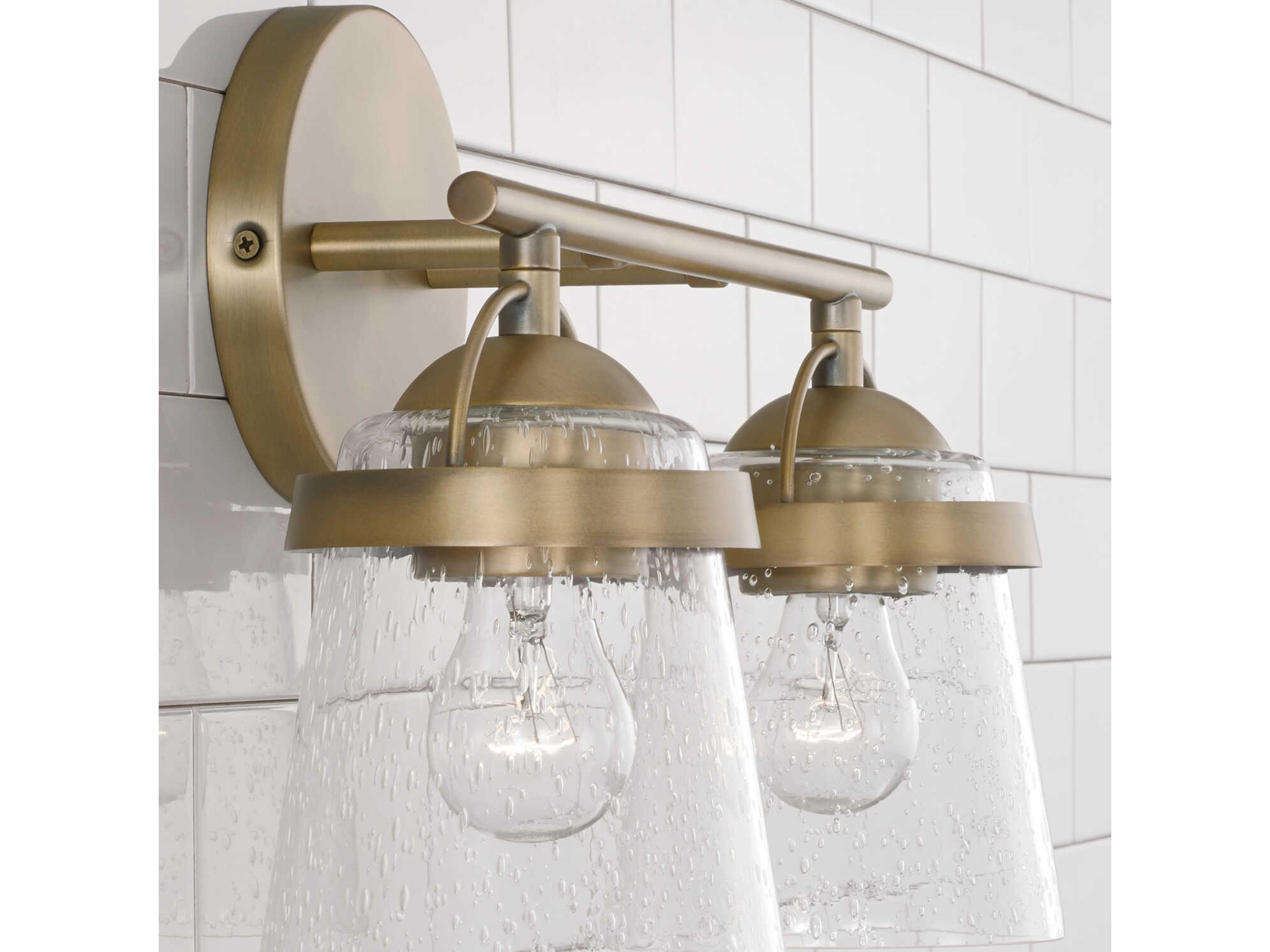 Capital Lighting Madison 2-Light Aged Brass Glass Vanity Light