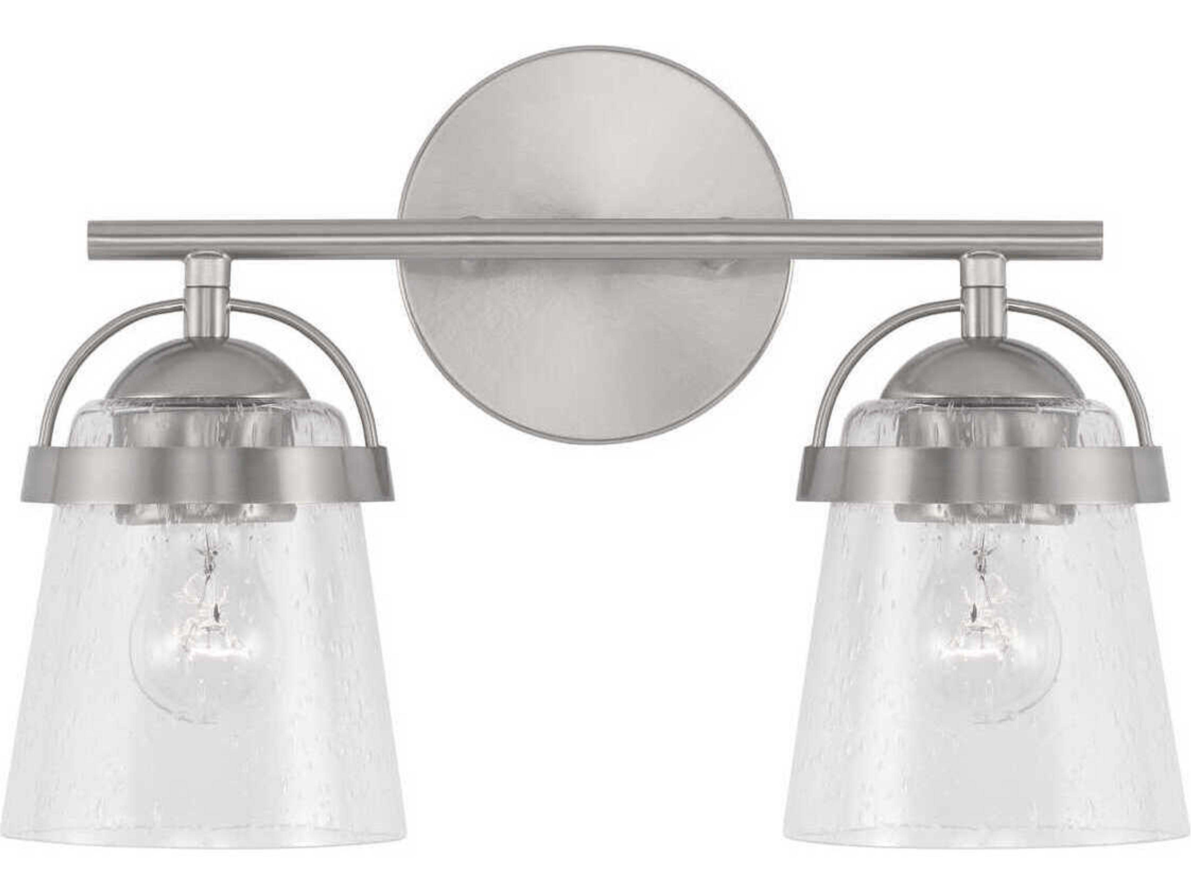 Capital Lighting Madison 2-Light Brushed Nickel Glass Vanity Light
