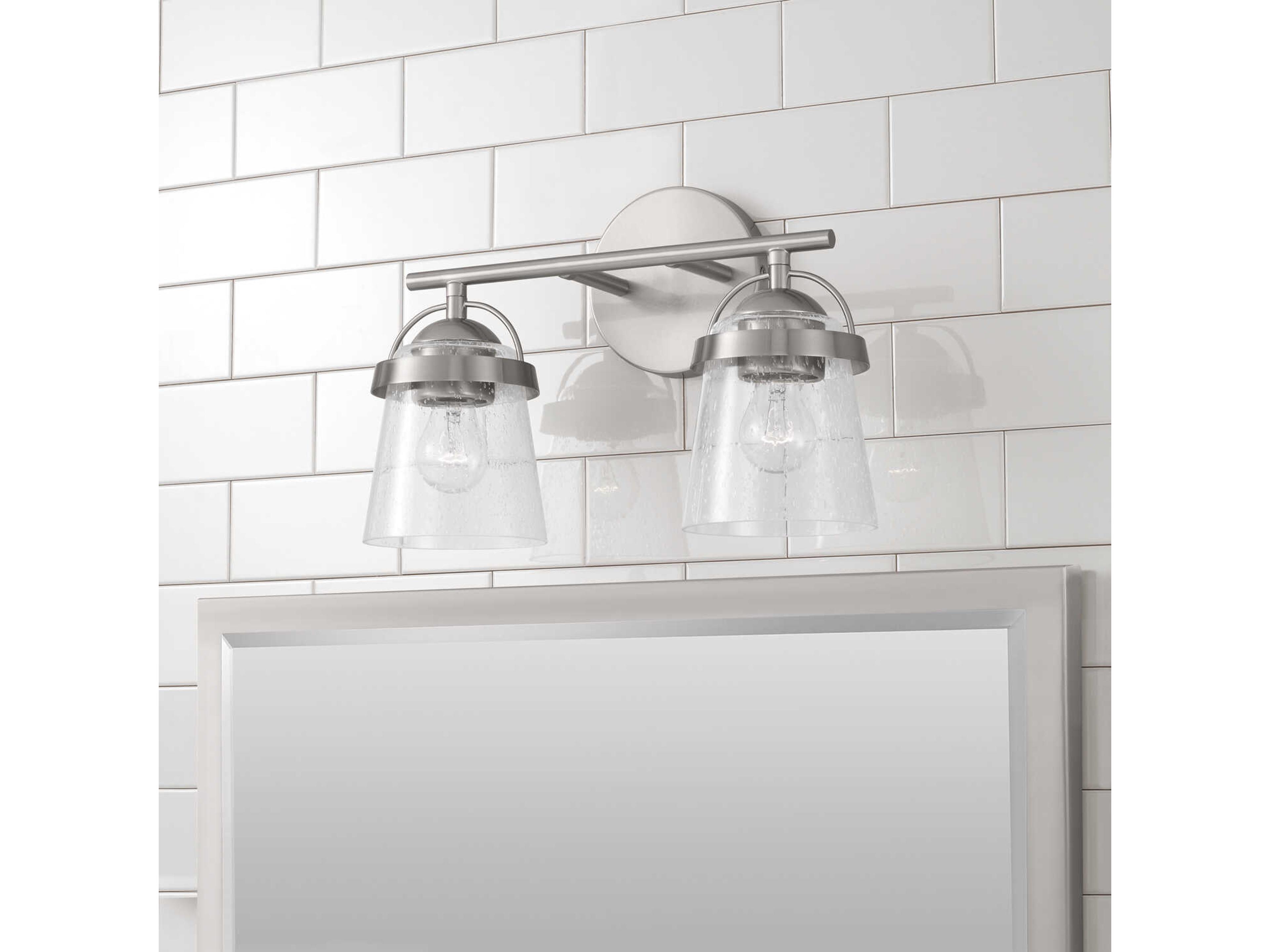 Capital Lighting Madison 2-Light Brushed Nickel Glass Vanity Light
