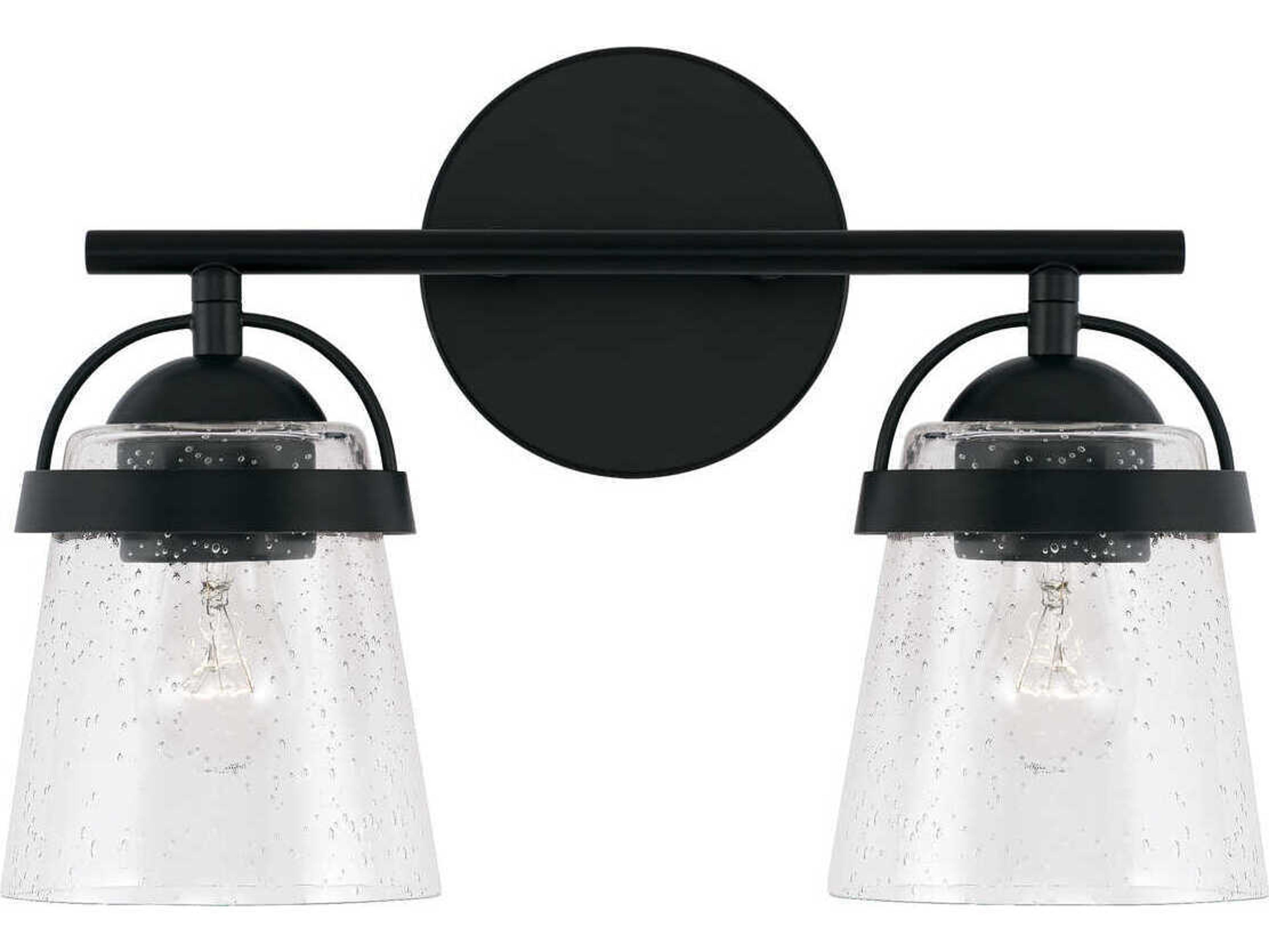 Capital Lighting Madison 2-Light Matte Black Glass Vanity Light