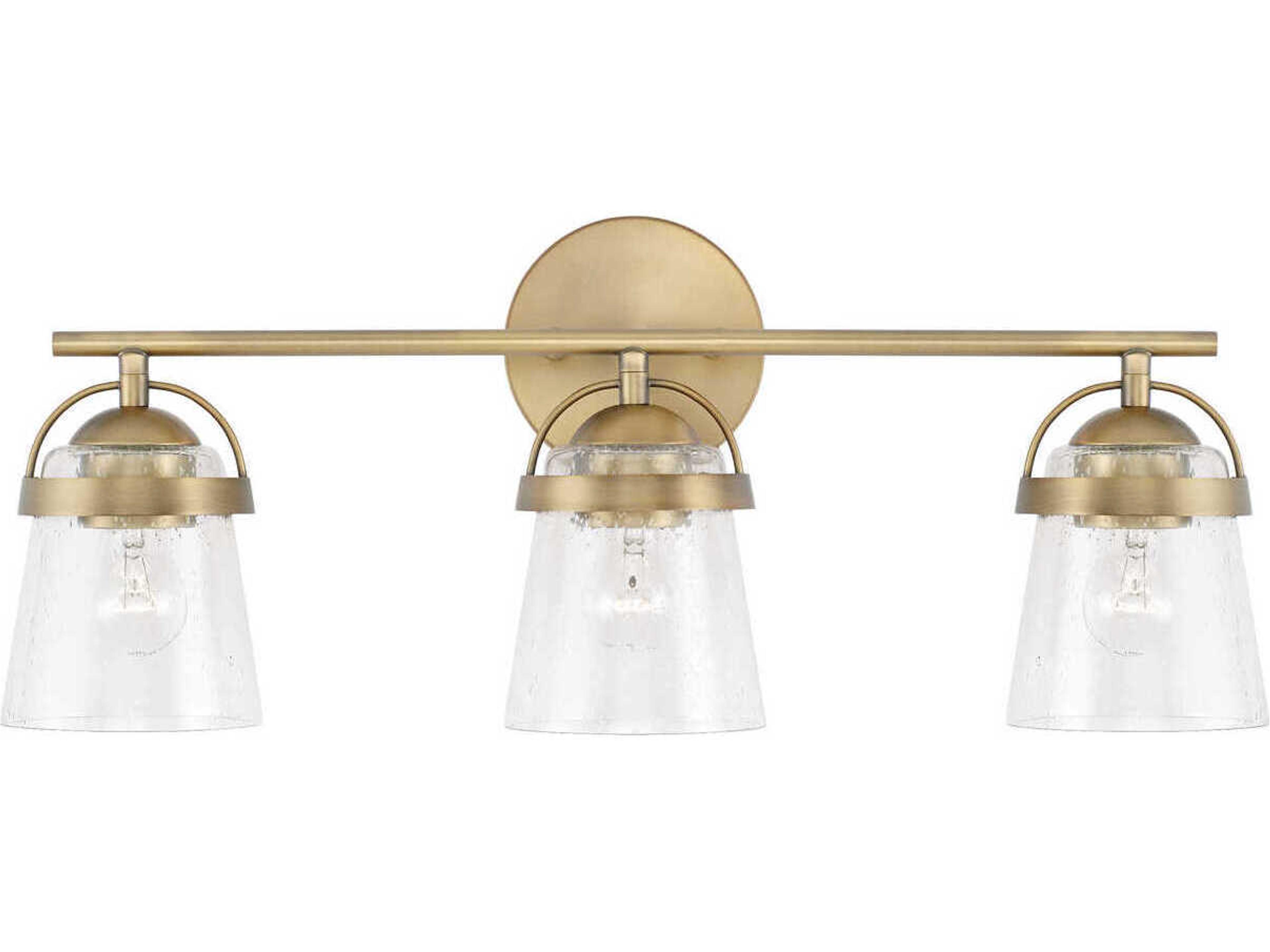 Capital Lighting Madison 3-Light Aged Brass Glass Vanity Light