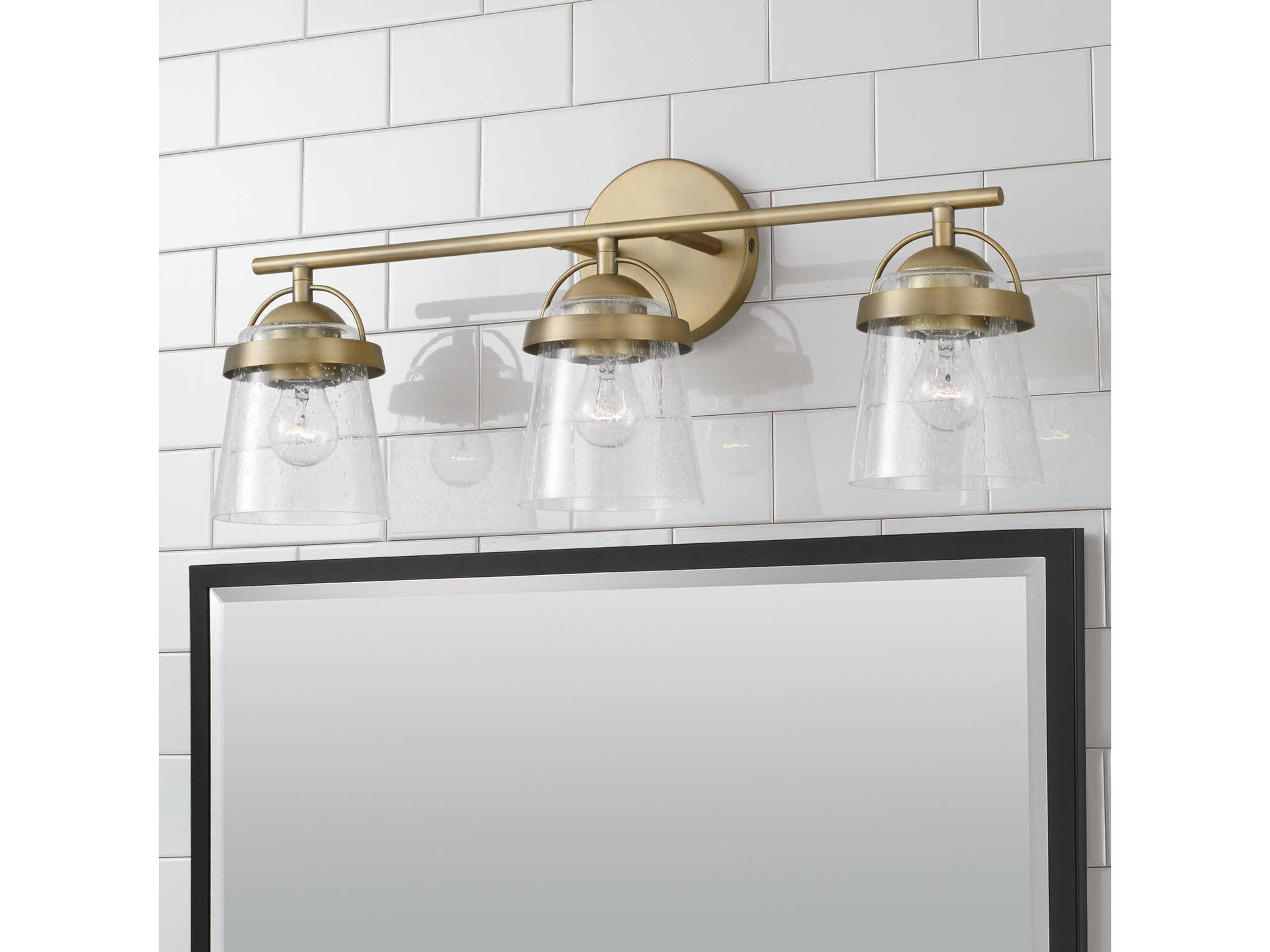 Capital Lighting Madison 3-Light Aged Brass Glass Vanity Light