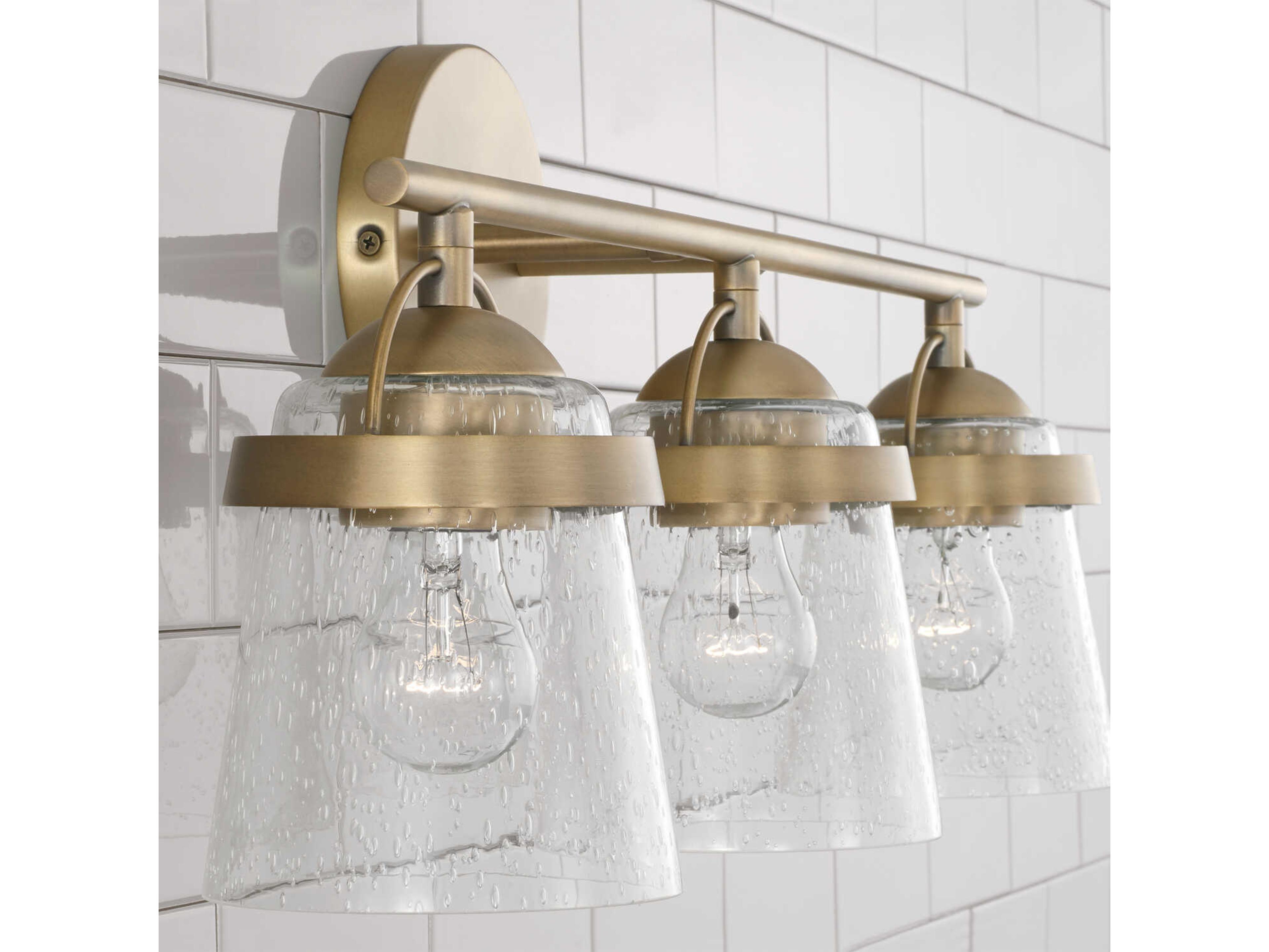 Capital Lighting Madison 3-Light Aged Brass Glass Vanity Light