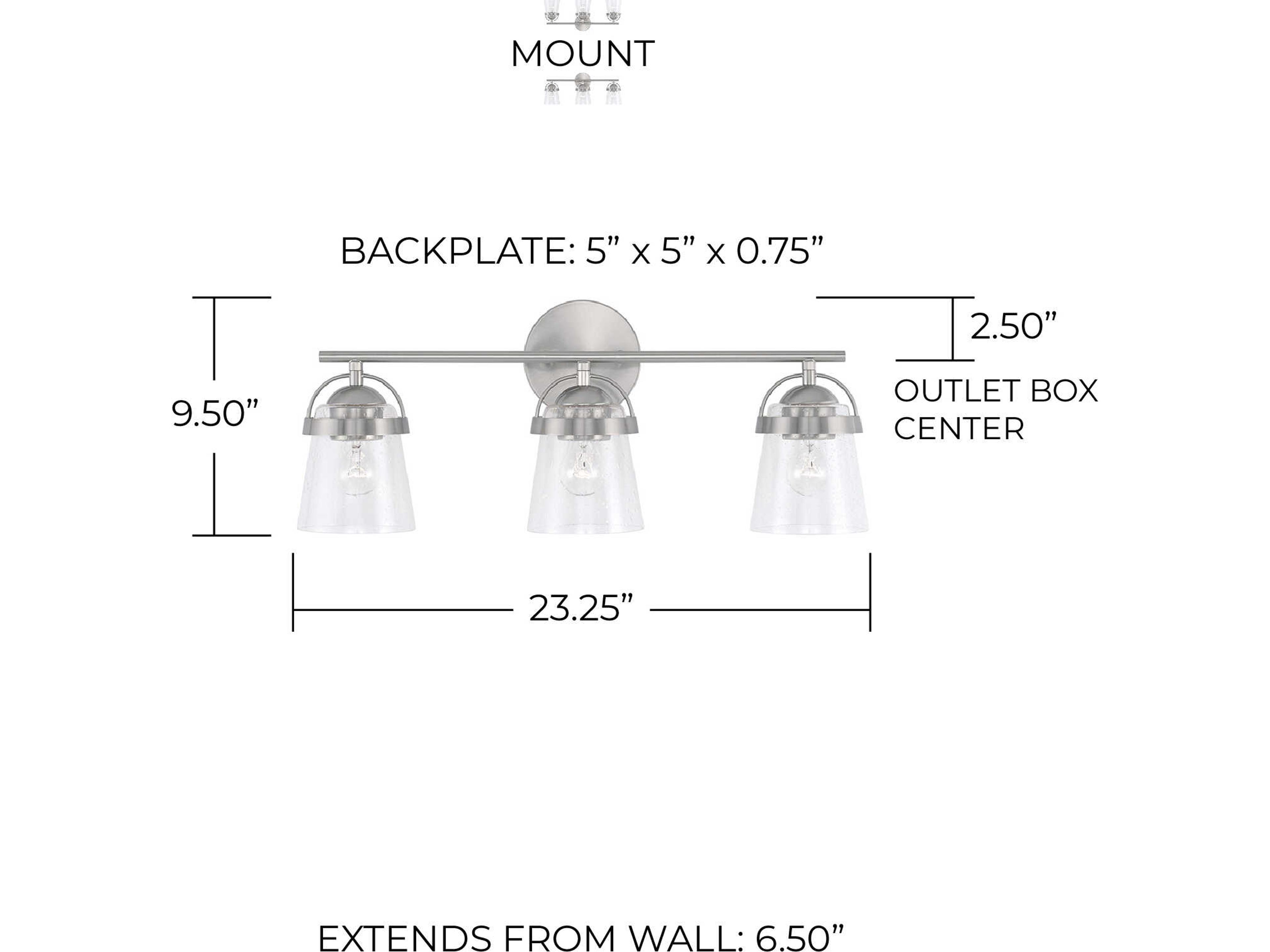 Capital Lighting Madison 3-Light Brushed Nickel Glass Vanity Light