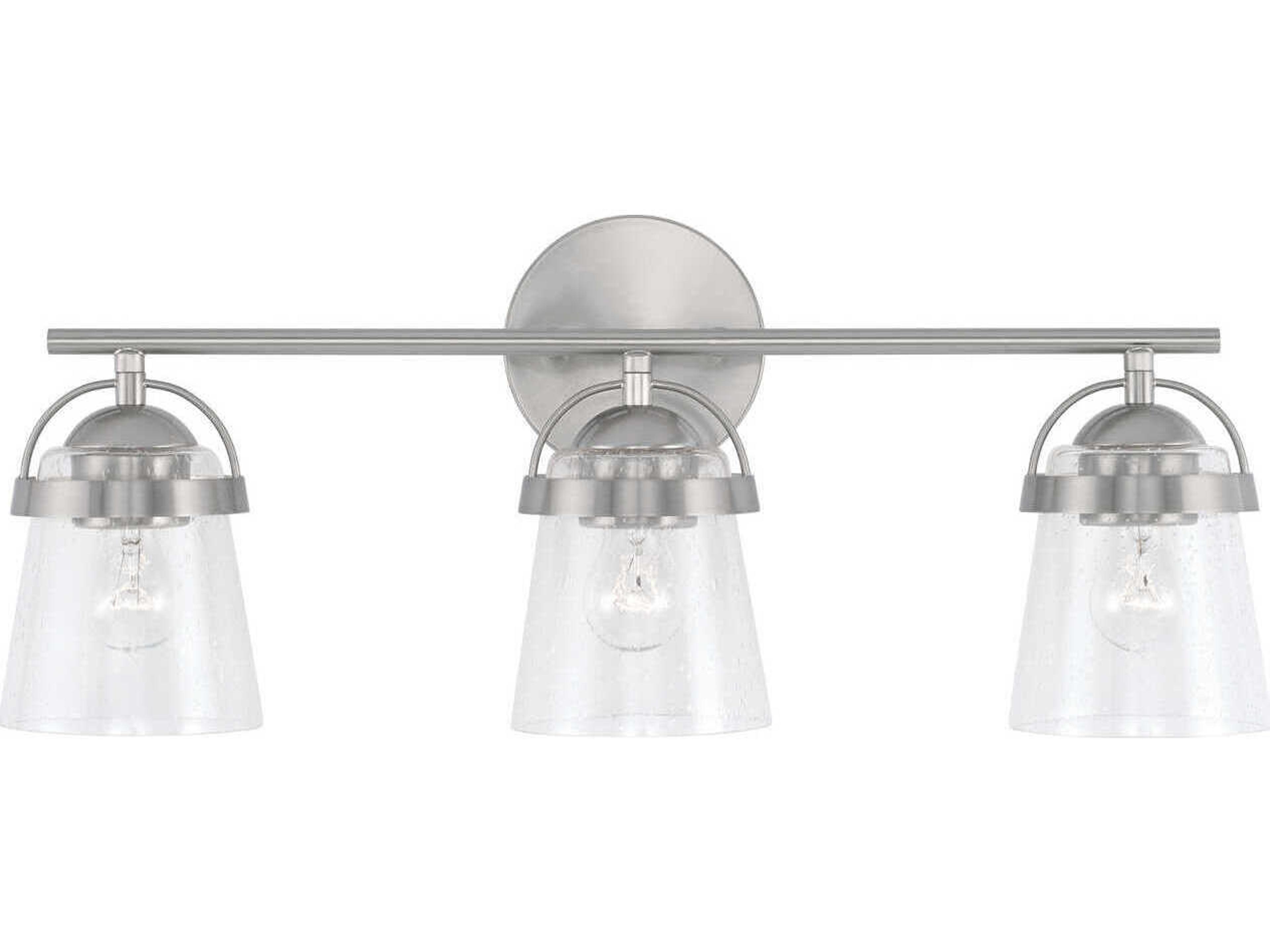 Capital Lighting Madison 3-Light Brushed Nickel Glass Vanity Light