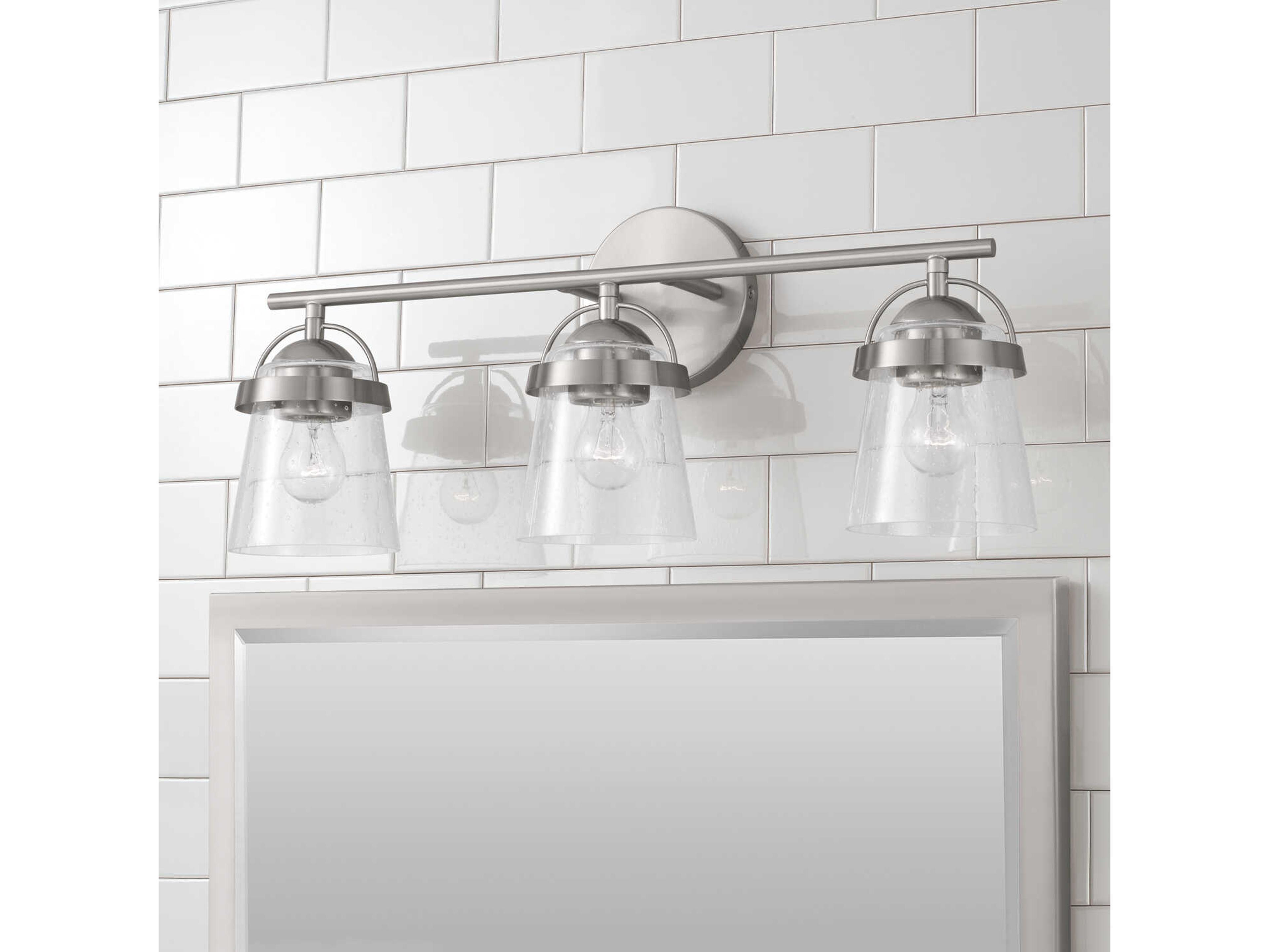 Capital Lighting Madison 3-Light Brushed Nickel Glass Vanity Light