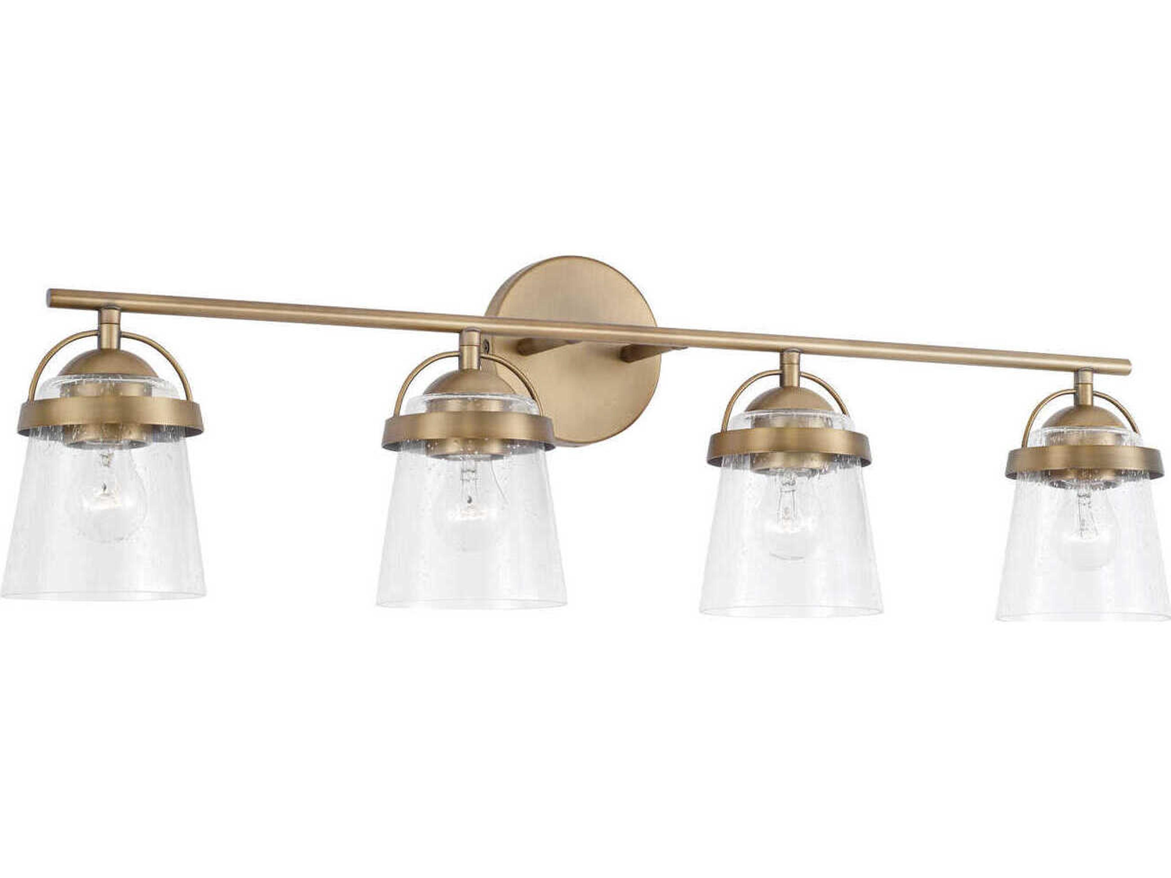 Madison 4-Light Aged Brass Glass Vanity Light