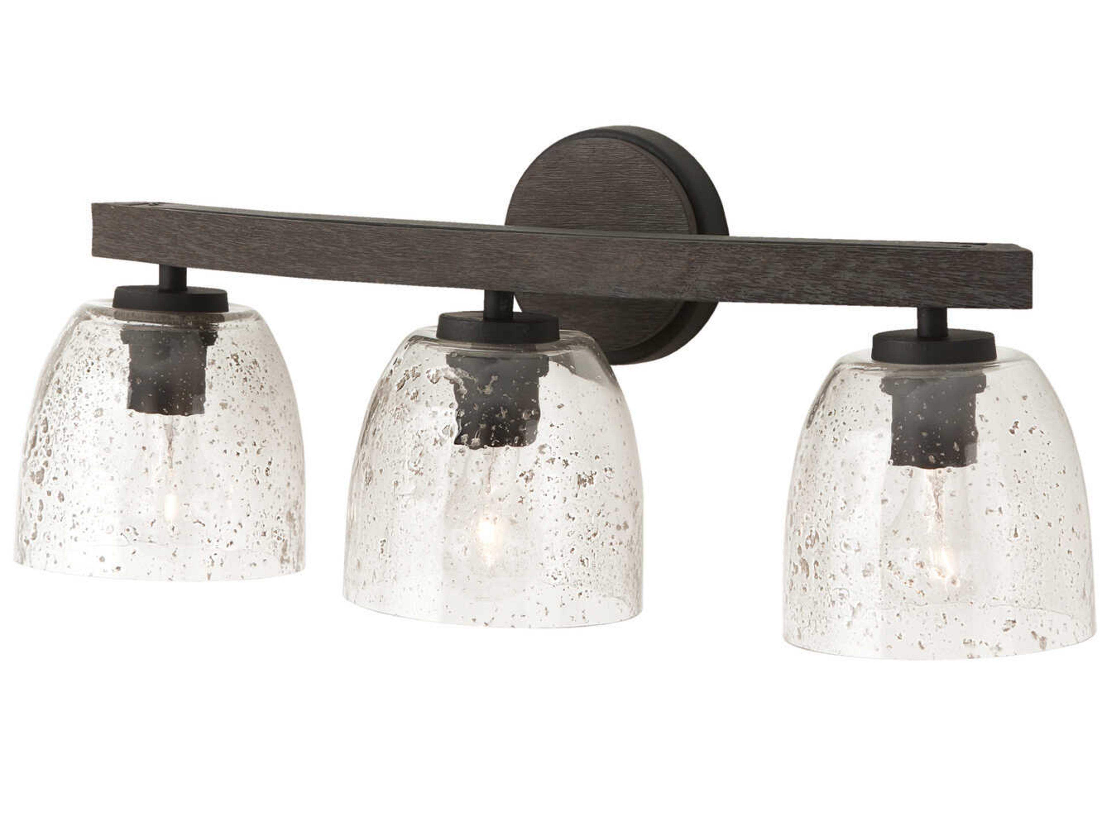 Clive 3-Light Carbon Grey Black Iron Glass Vanity Light