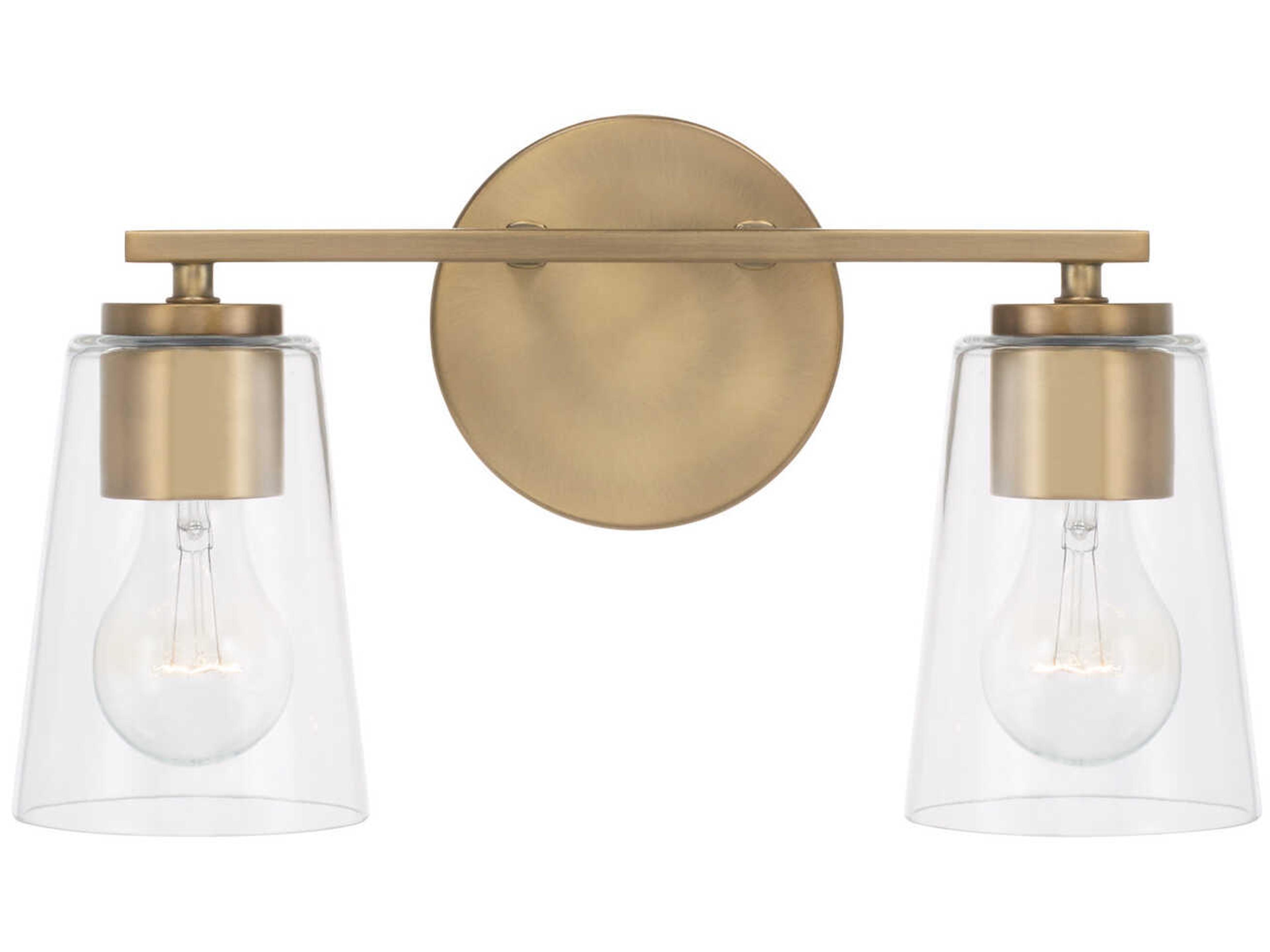 Capital Lighting Portman 2-Light Aged Brass Glass Vanity Light