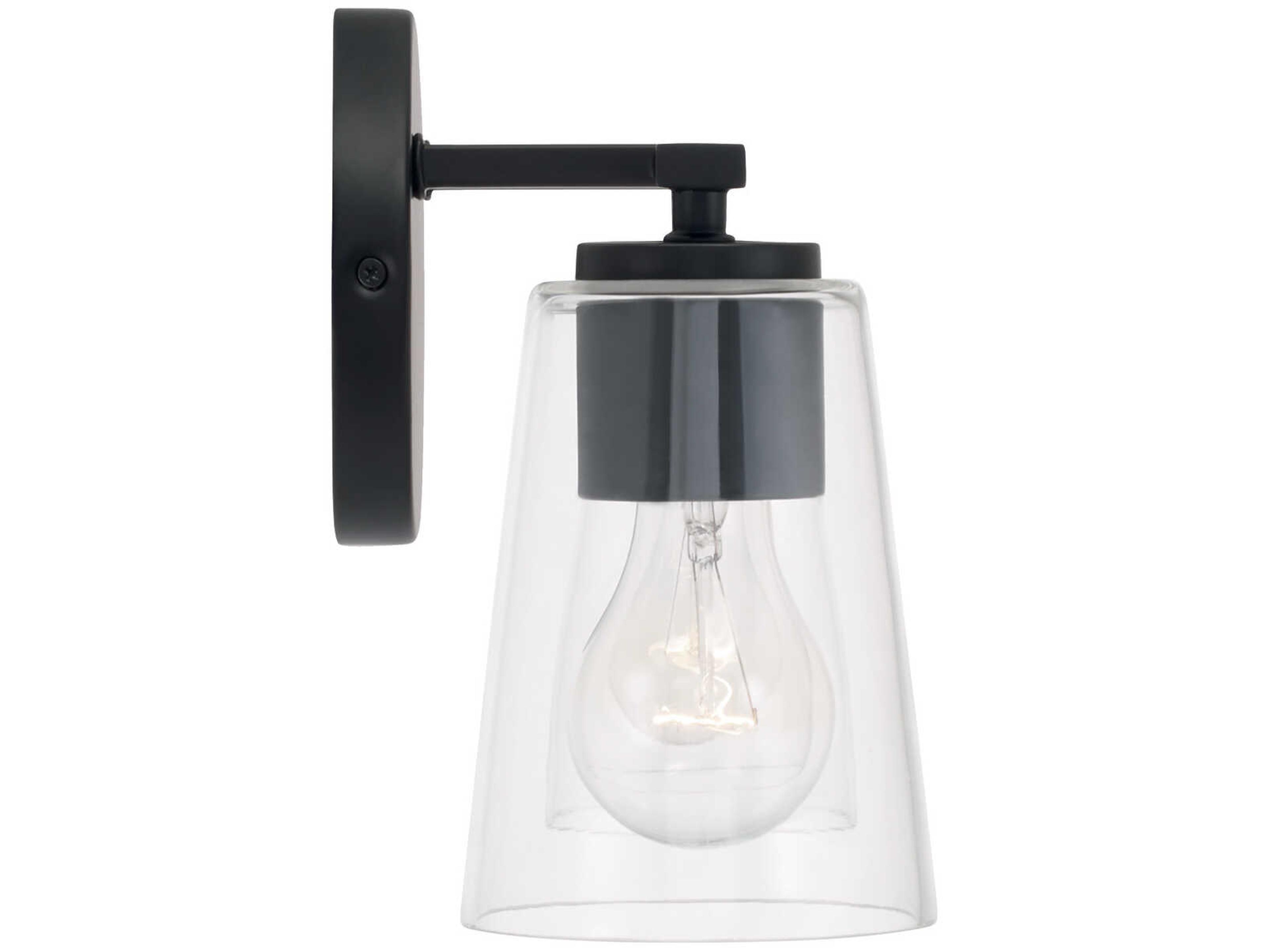Capital Lighting Portman 2-Light Matte Black Glass Vanity Light