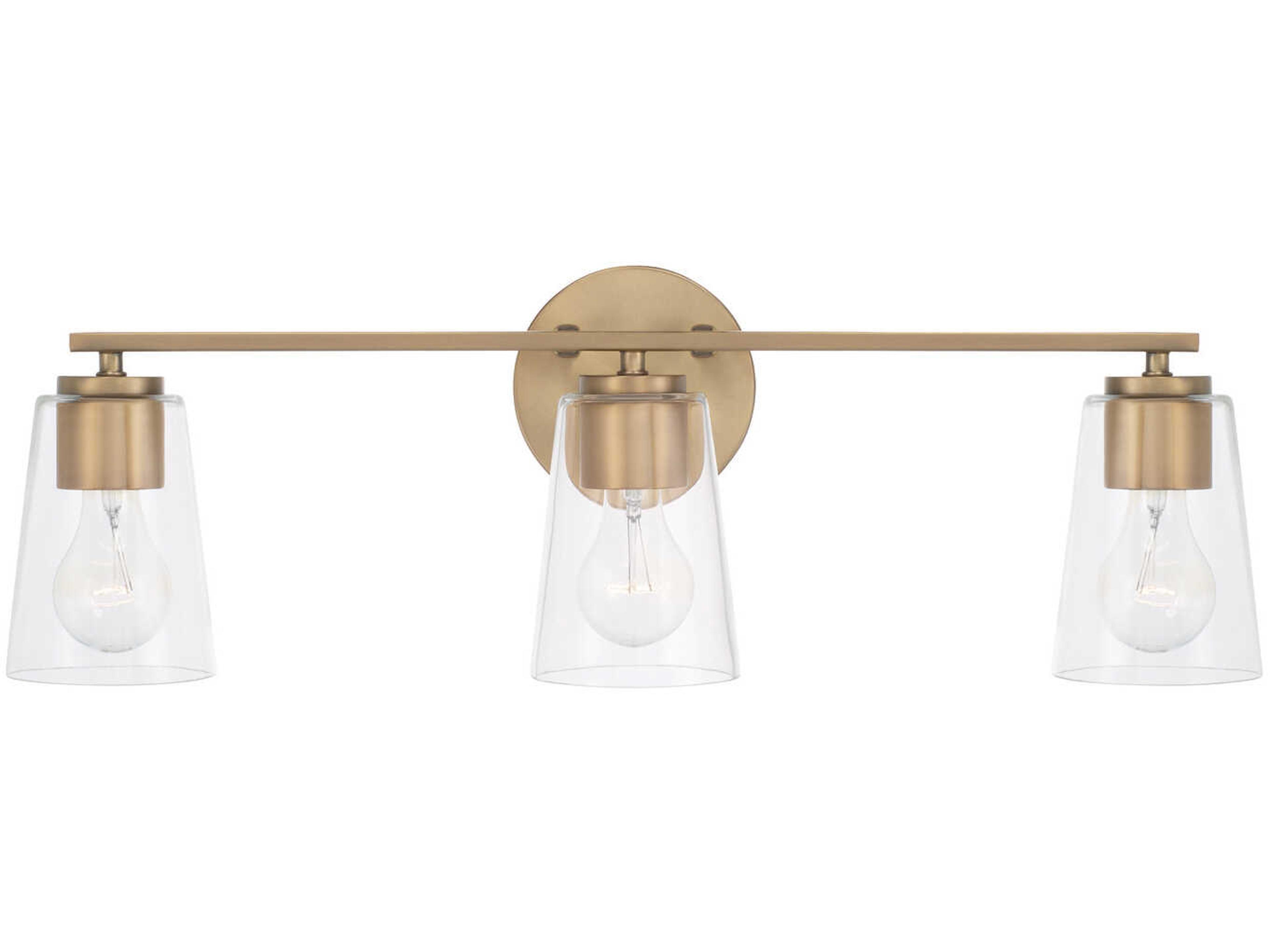 Capital Lighting Portman 3-Light Aged Brass Glass Vanity Light