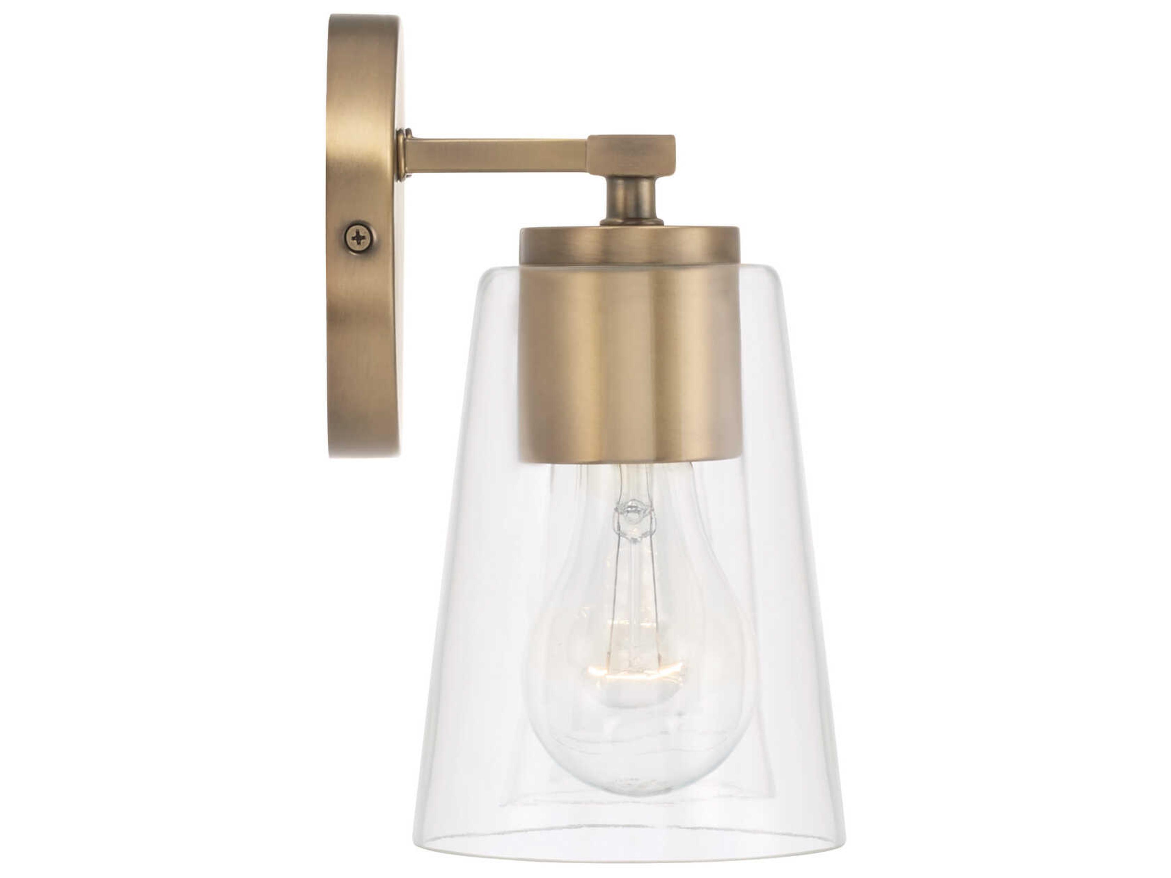 Capital Lighting Portman 3-Light Aged Brass Glass Vanity Light